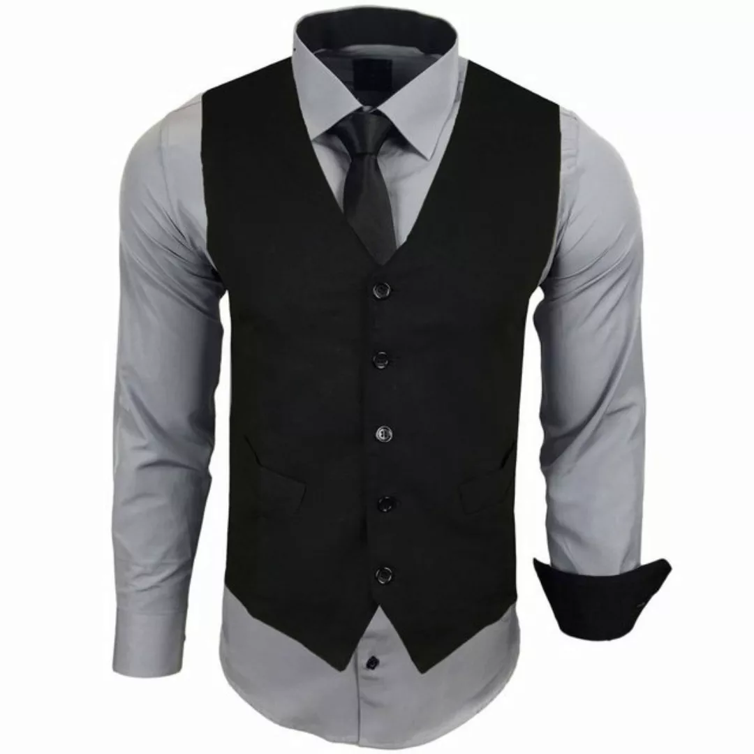 Baxboy Langarmhemd Baxboy Langarmhemd Herren-Hemd Slim-Fit Hemd + Weste + K günstig online kaufen