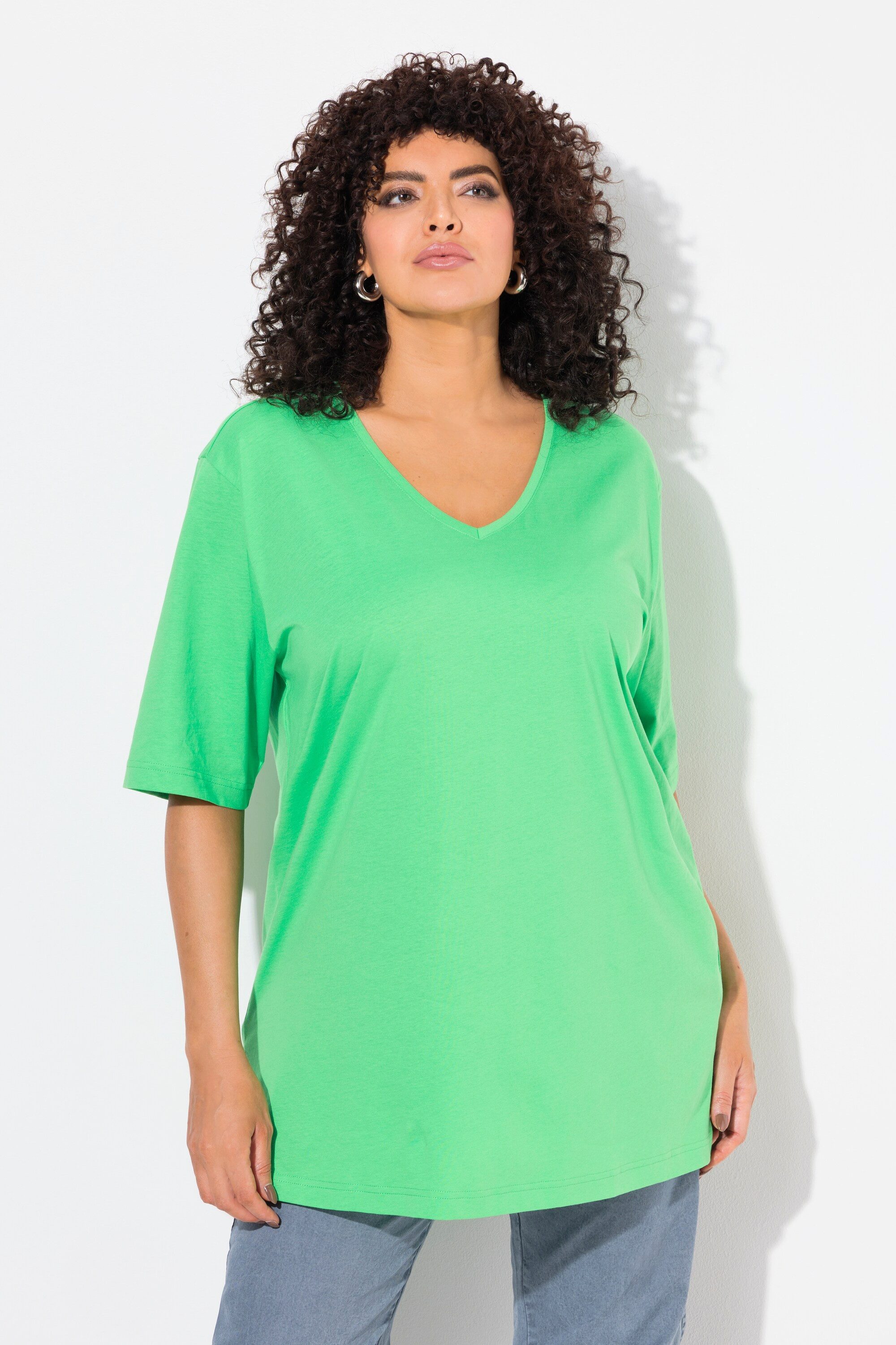 Ulla Popken T-Shirt T-Shirt V-Ausschnitt Relaxed günstig online kaufen