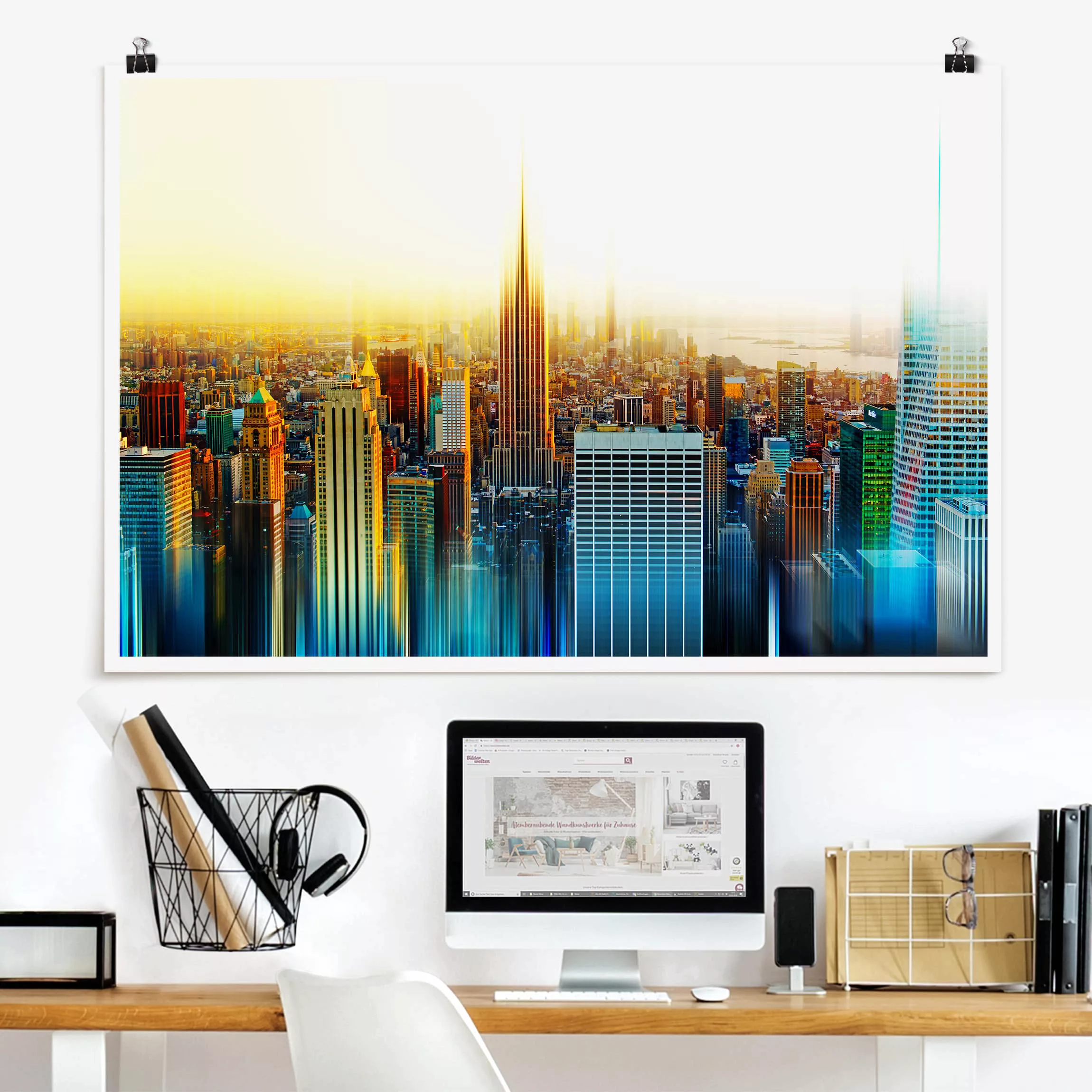 Poster Architektur & Skyline - Querformat Manhattan Abstrakt günstig online kaufen