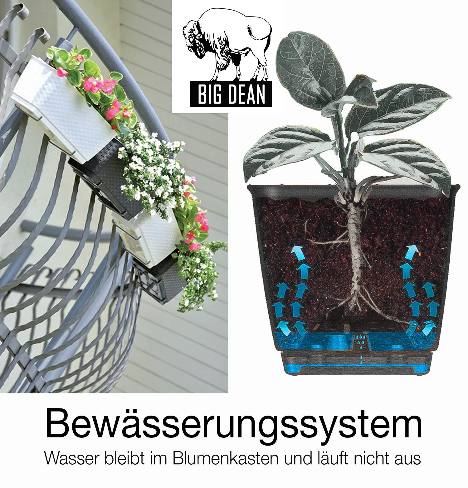 BigDean Blumenkasten 2x Bewässerungssystem + Halterung günstig online kaufen