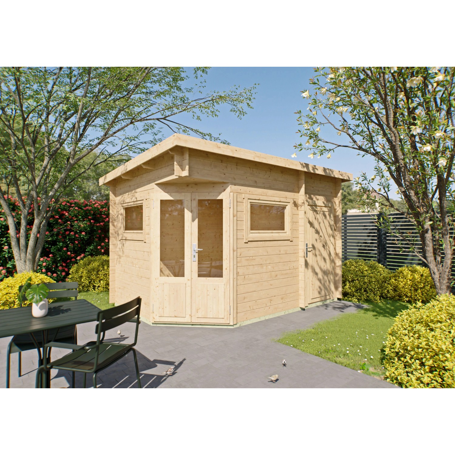 Fjordholz 5-Eck Gartenhaus Modell Leva 2D Farblos Imprägniert günstig online kaufen