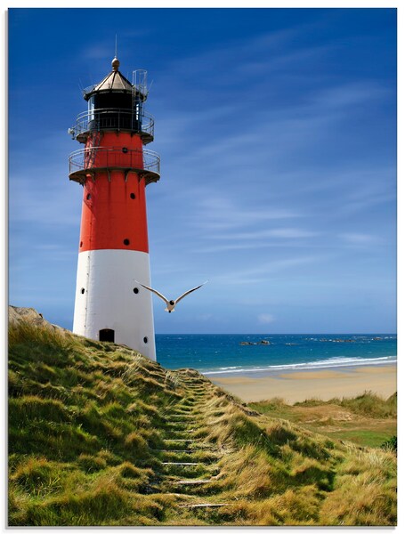 Artland Glasbild "Leuchtturm am Deich", Gebäude, (1 St.), in verschiedenen günstig online kaufen