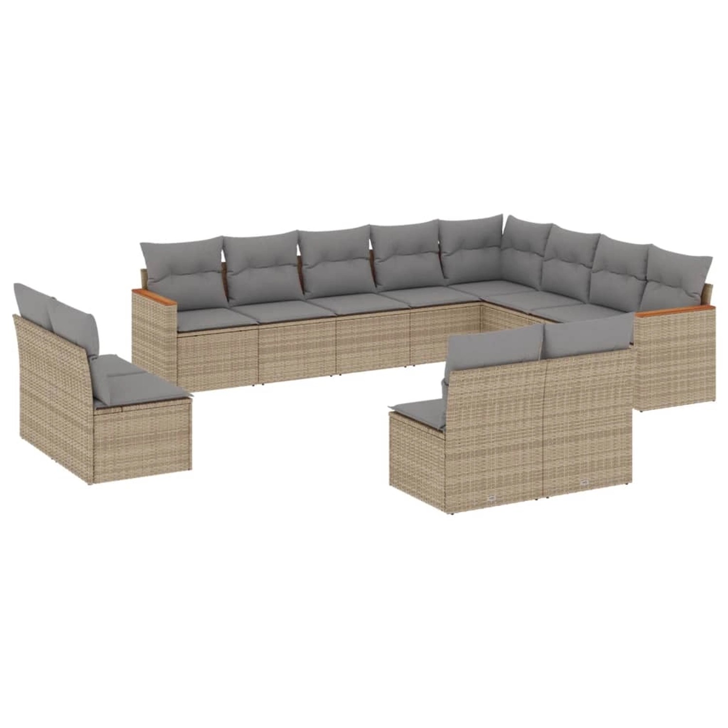 vidaXL 12-tlg Garten-Sofagarnitur mit Kissen Beige Poly Rattan Modell 92 günstig online kaufen