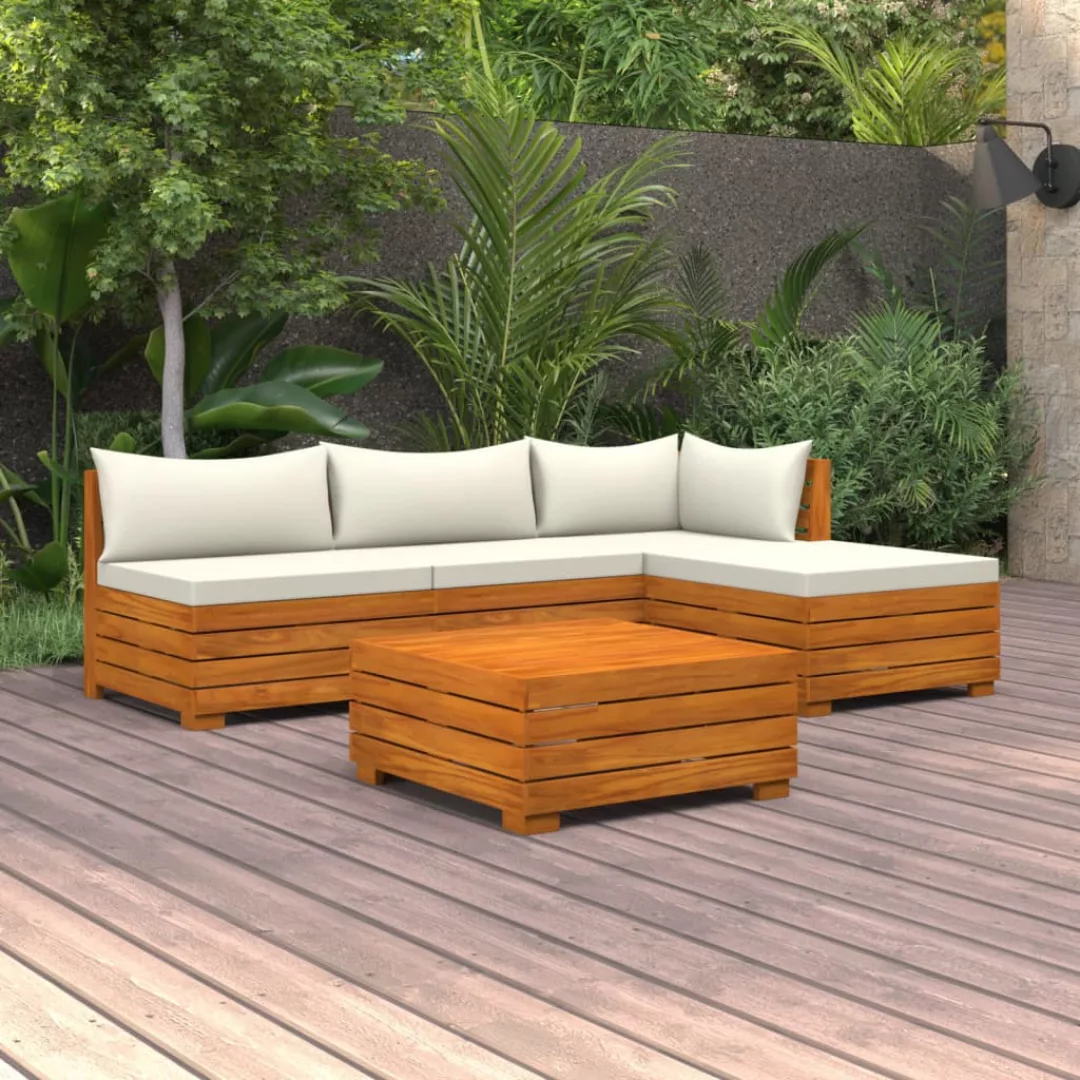 5-tlg. Garten-lounge-set Mit Kissen Massivholz Akazie günstig online kaufen