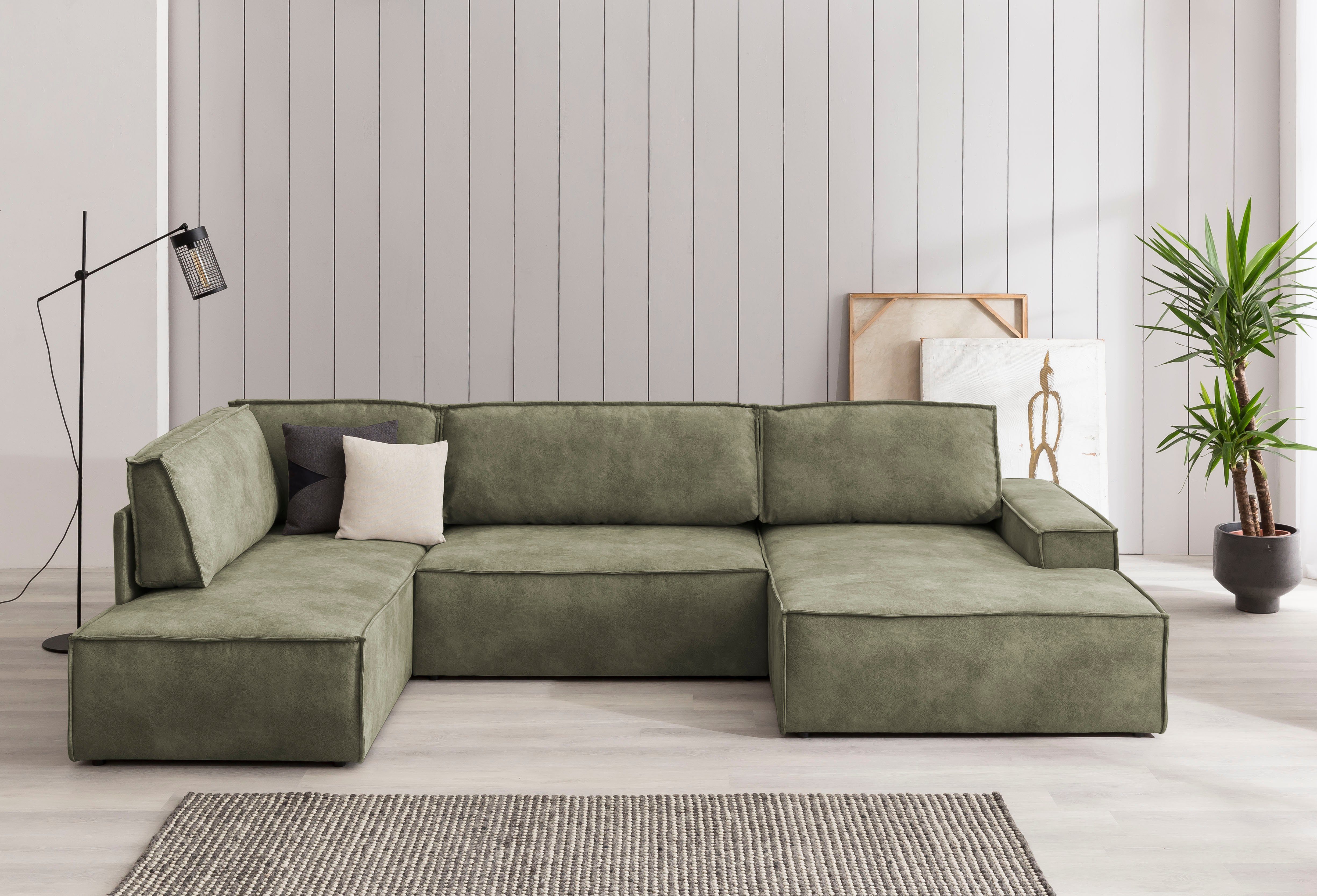 Home affaire Wohnlandschaft "SHERWOOD 329 cm, U-Form, Schlafsofa,", Schlaff günstig online kaufen