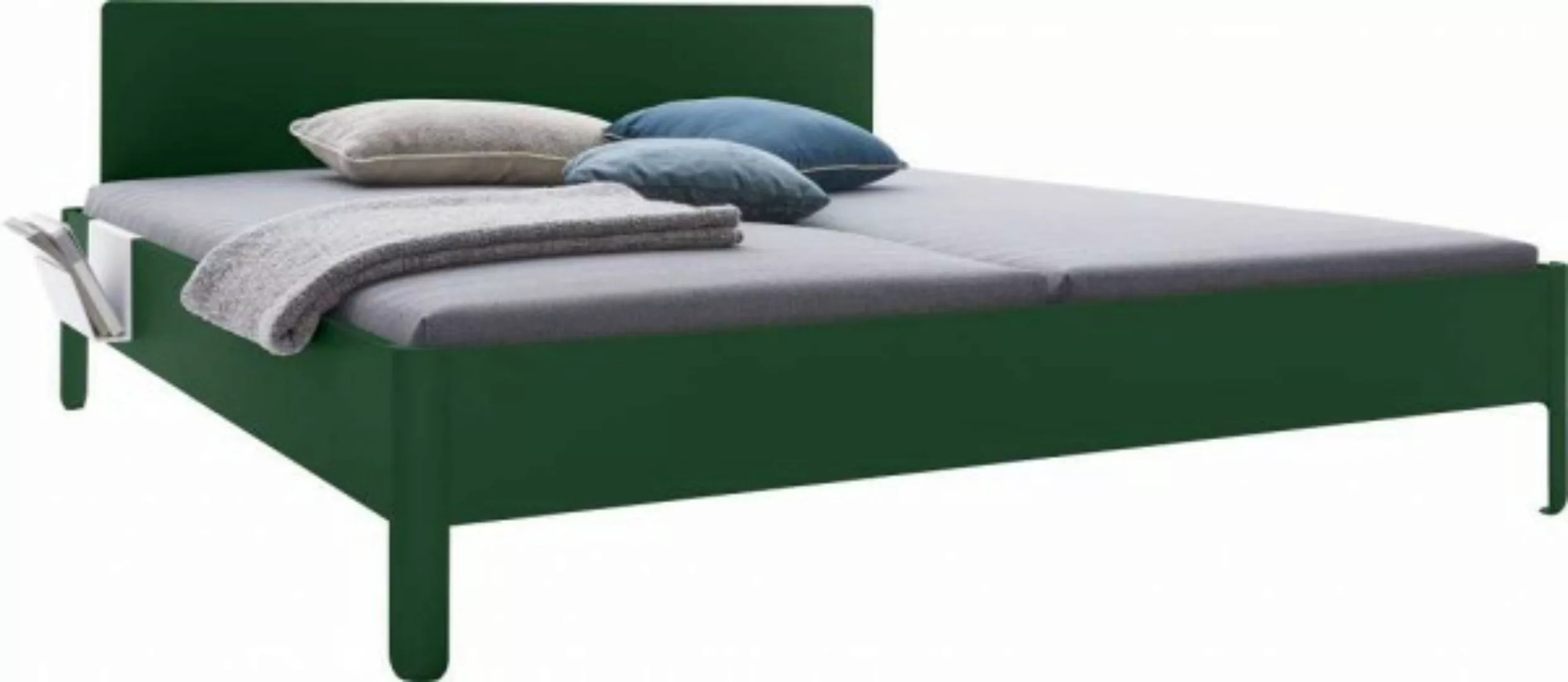 NAIT Doppelbett farbig lackiert Moselgrün 140 x 210cm Mit Kopfteil günstig online kaufen