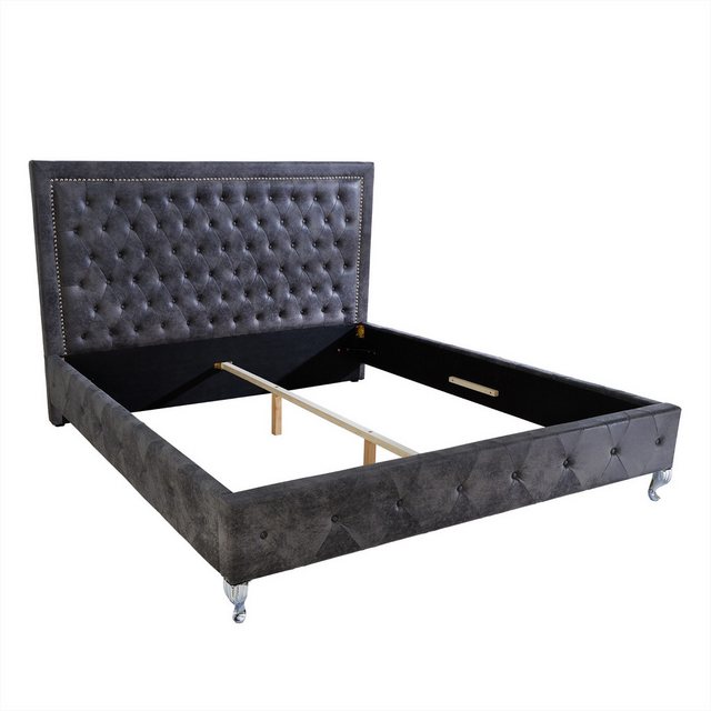 riess-ambiente Bett EXTRAVAGANCIA 180x200cm antik grau, im Chesterfield-Des günstig online kaufen