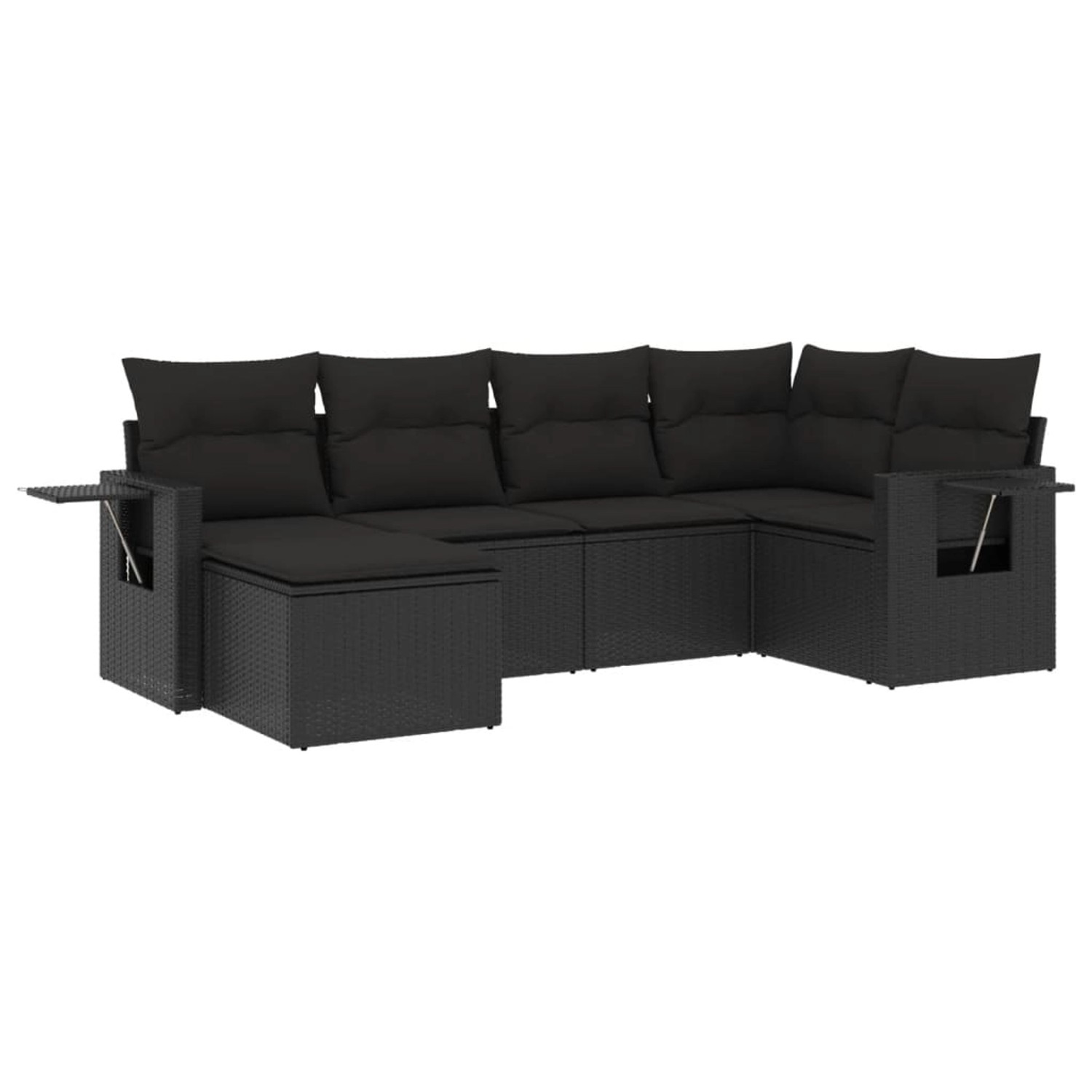 vidaXL 6-Tlg Garten-Sofagarnitur mit Kissen Schwarz Poly Rattan 3220454 günstig online kaufen