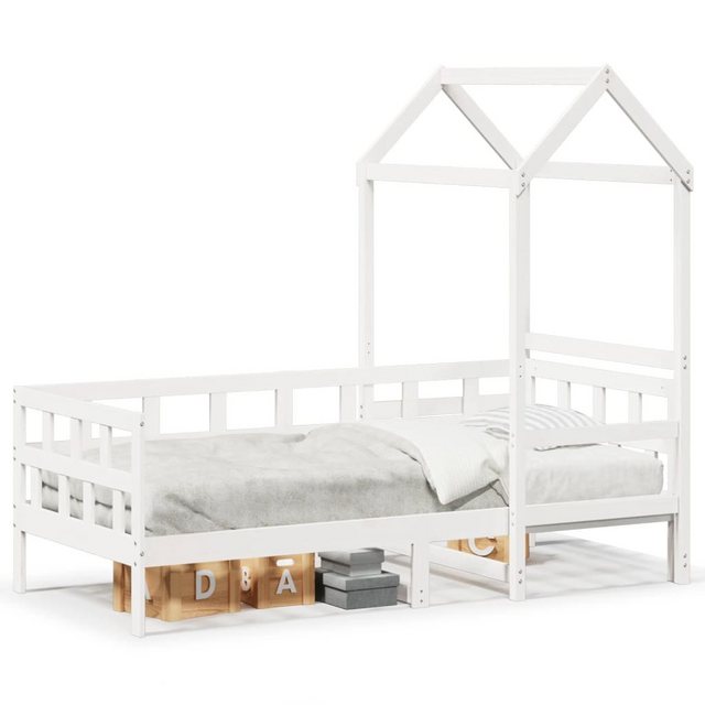 vidaXL Bett Tagesbett mit Dach Weiß 90x200 cm Massivholz Kiefer günstig online kaufen