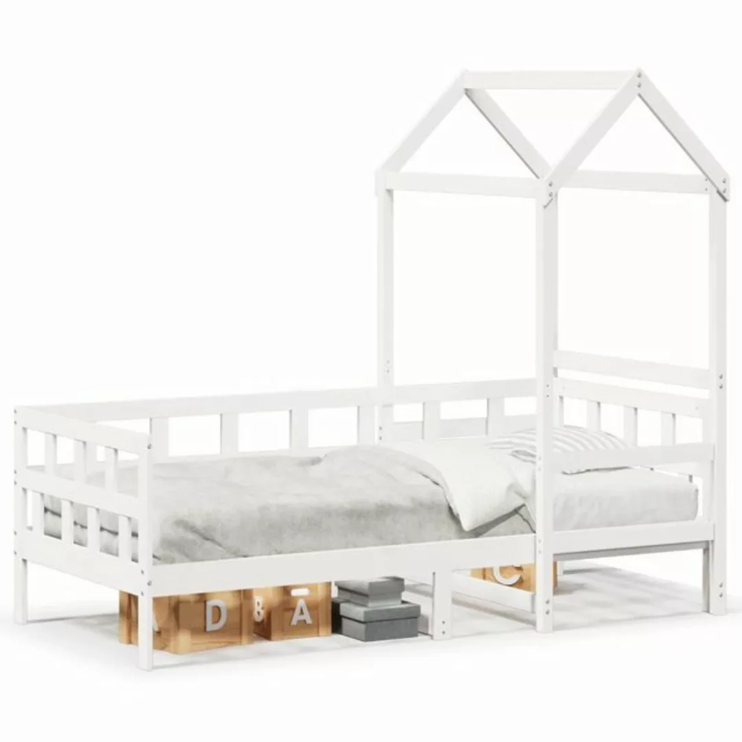 vidaXL Bett Tagesbett mit Dach Weiß 90x200 cm Massivholz Kiefer günstig online kaufen