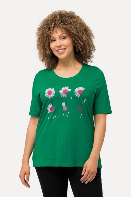 Ulla Popken T-Shirt T-Shirt Blüten Classic Rundhals Halbarm günstig online kaufen