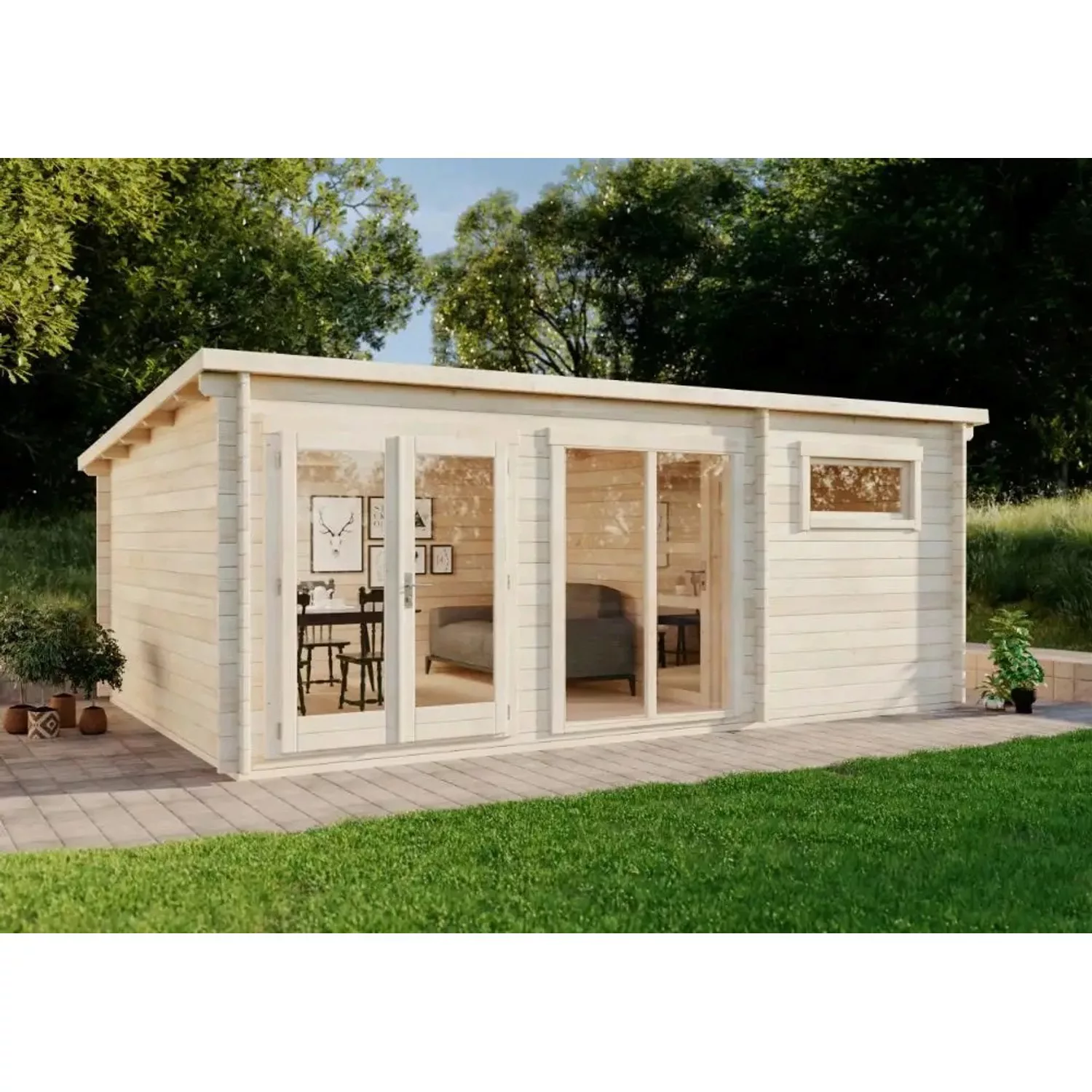 Carlsson Holz-Gartenhaus Atrium-E Pultdach Unbehandelt 578 cm x 366 cm günstig online kaufen