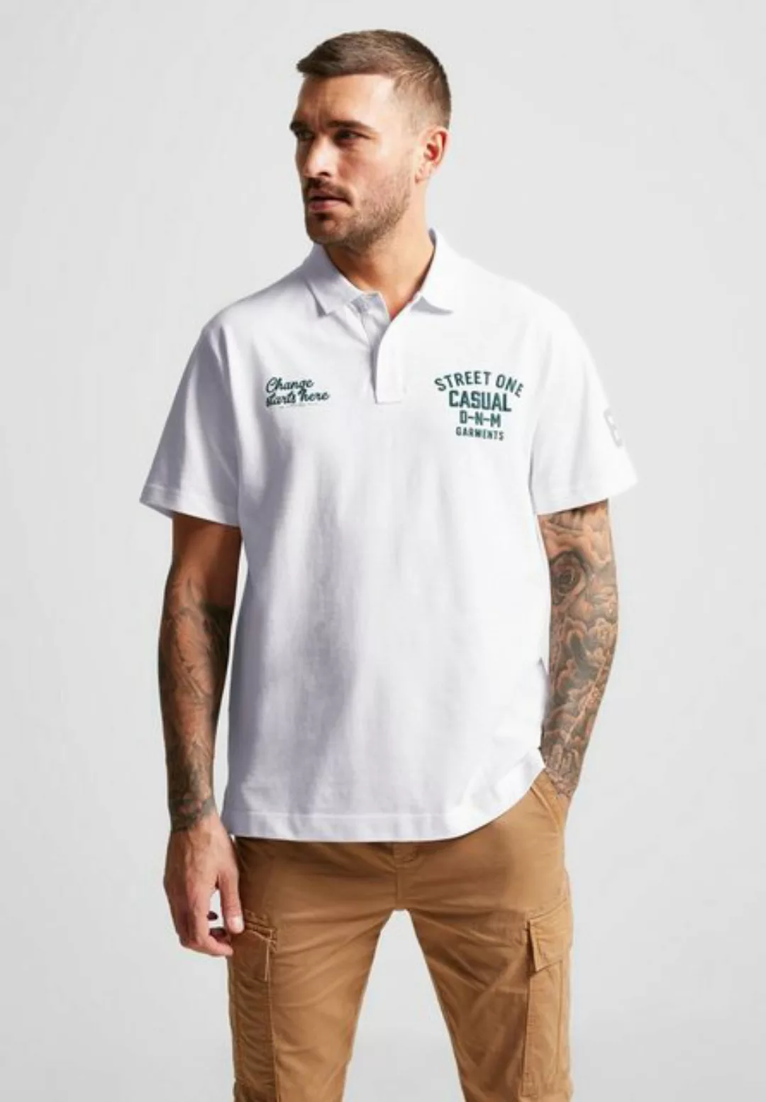 STREET ONE MEN Poloshirt in Unifarbe günstig online kaufen