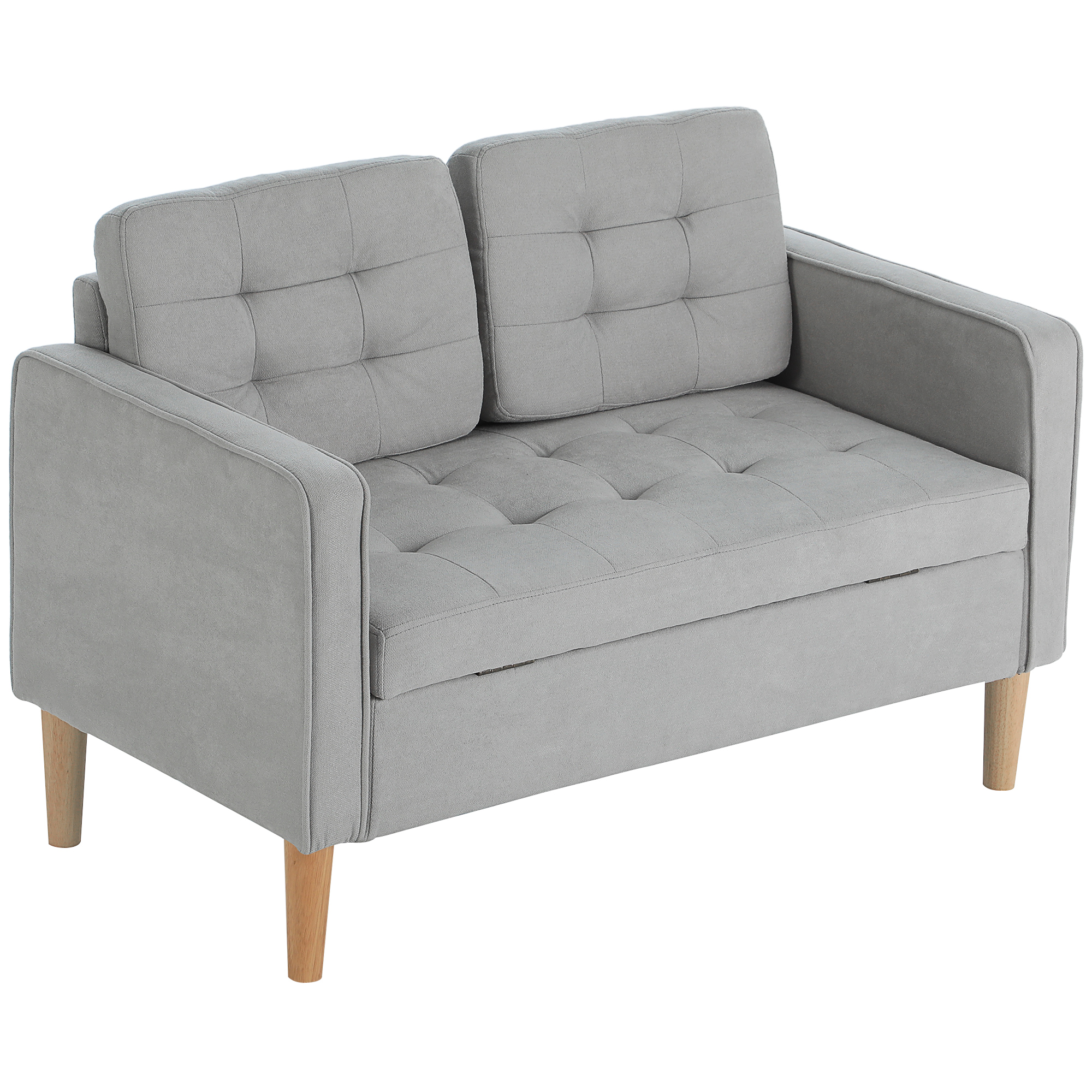 HOMCOM 2 Sitzer Sofa, Couch mit Stauraum, Holzbeine, Gepolsterter Polsterso günstig online kaufen