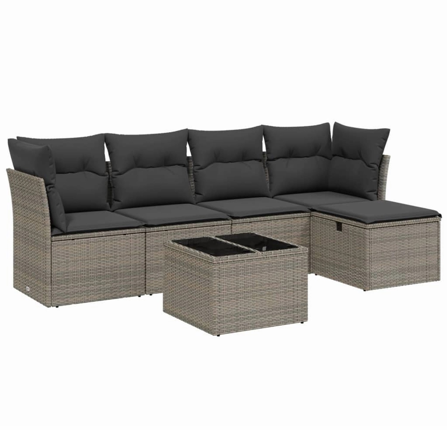 vidaXL 6-Tlg Garten-Sofagarnitur mit Kissen Grau Poly Rattan 3263146 günstig online kaufen