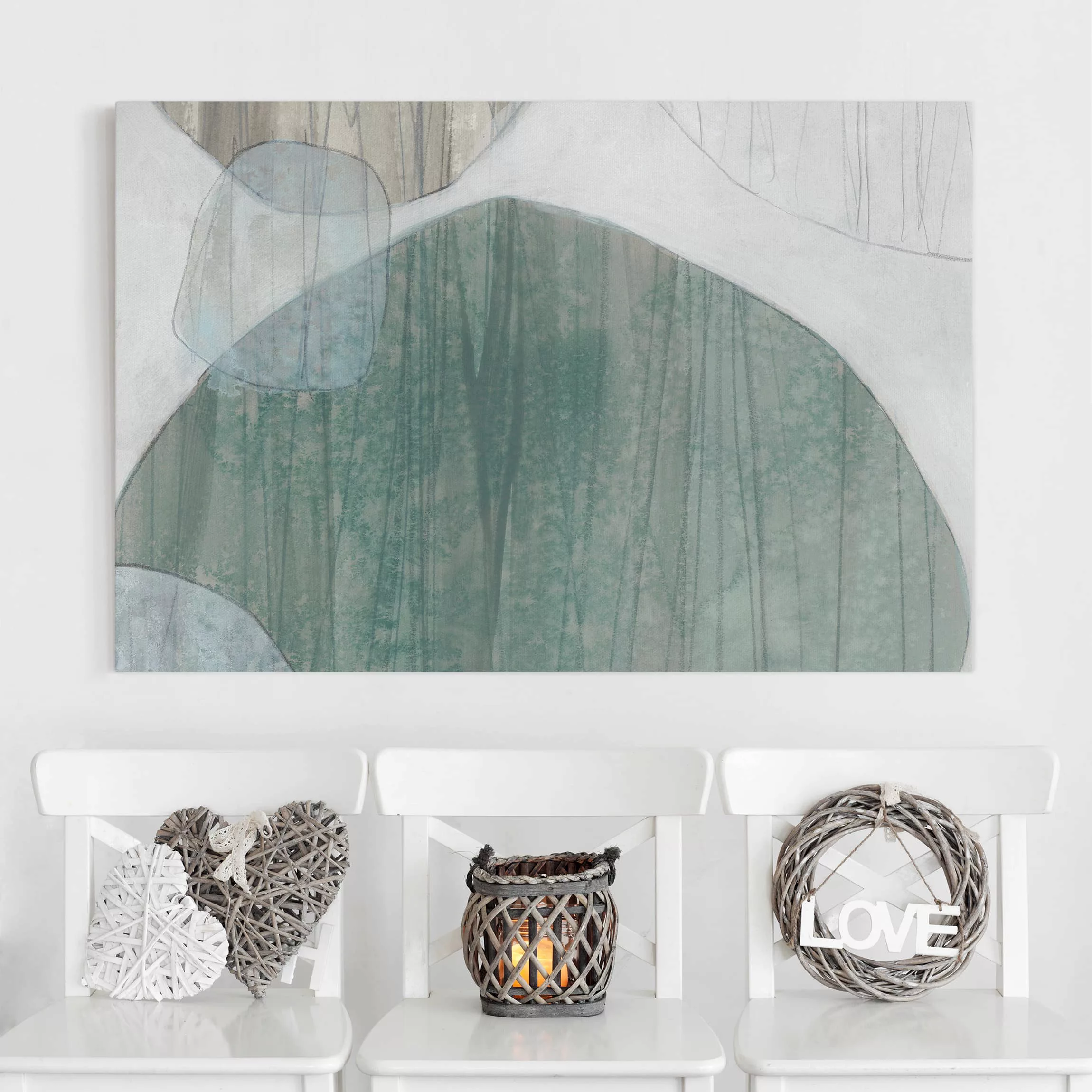 Leinwandbild Abstrakt - Querformat Jadesteine I günstig online kaufen