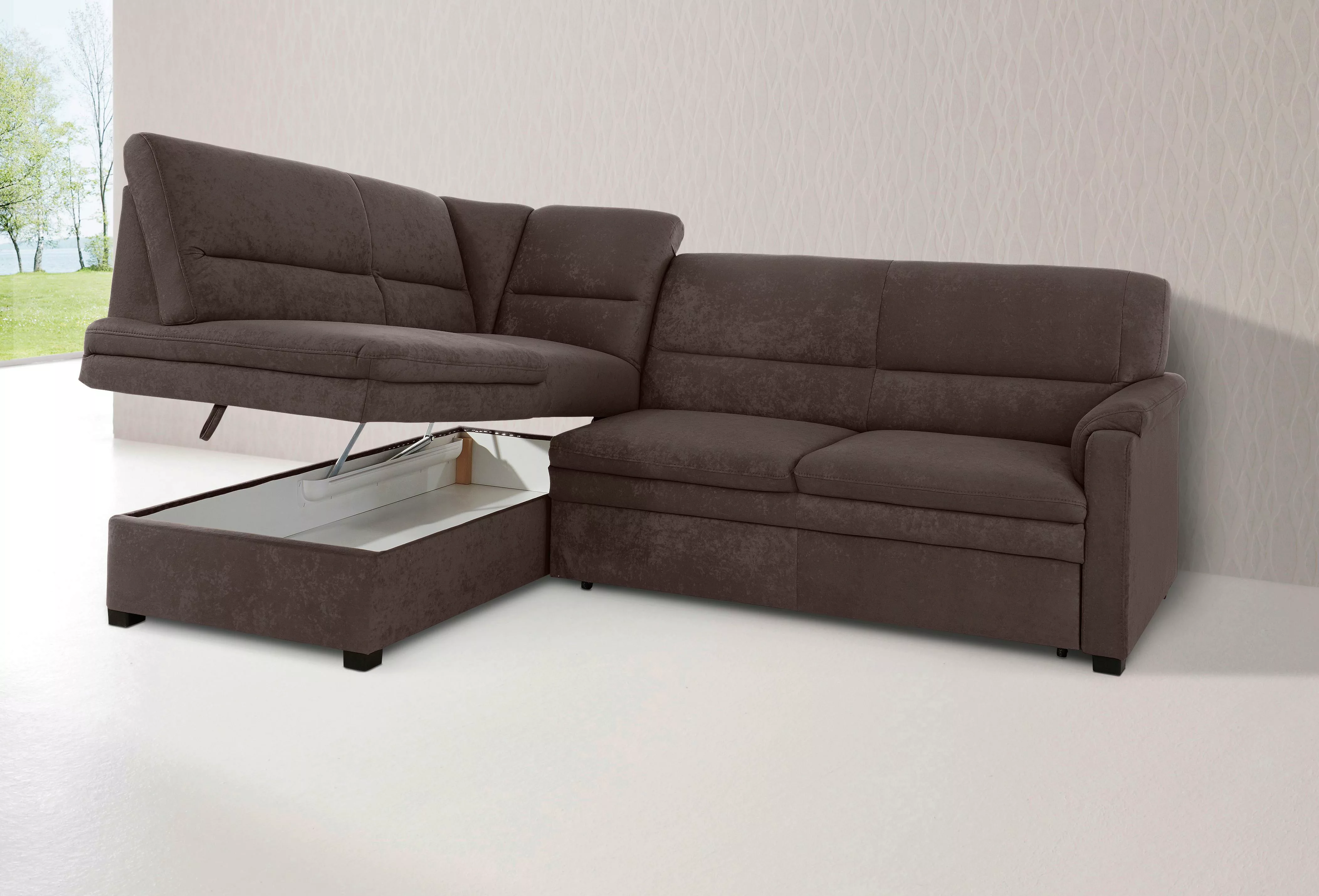 sit&more Ecksofa "Pisa L-Form", mit Federkern, wahlweise mit Bettfunktion günstig online kaufen