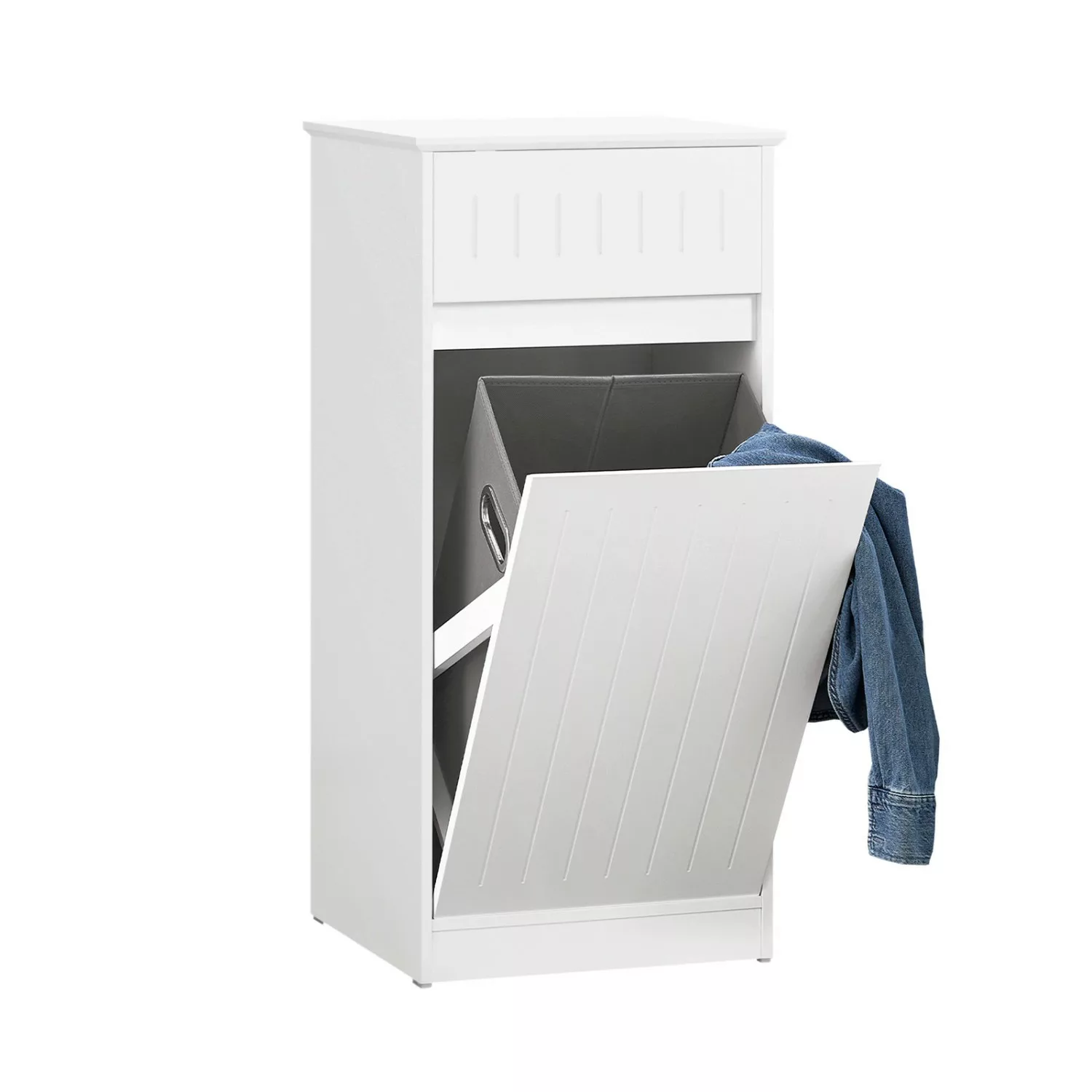 SoBuy Wäscheschrank mit ausklappbarem Wäschetruhe Holz Weiß BZR110-W günstig online kaufen