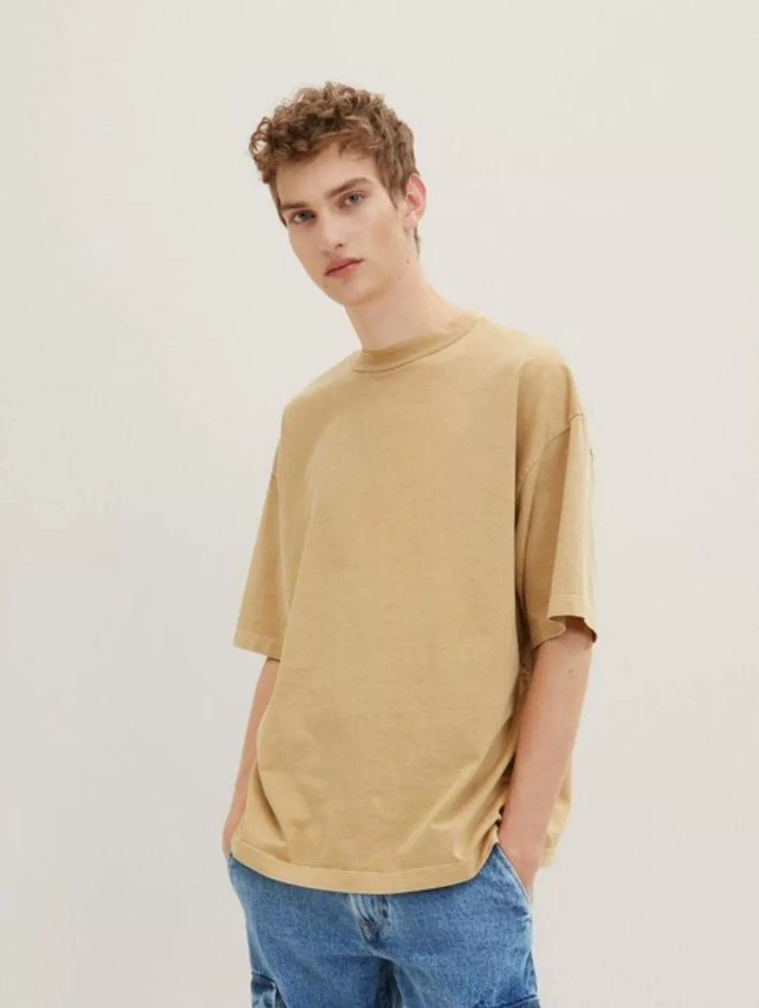 Tom Tailor Denim Herren T-Shirt OVERSIZED GARMENTDYE - Relaxed Fit günstig online kaufen