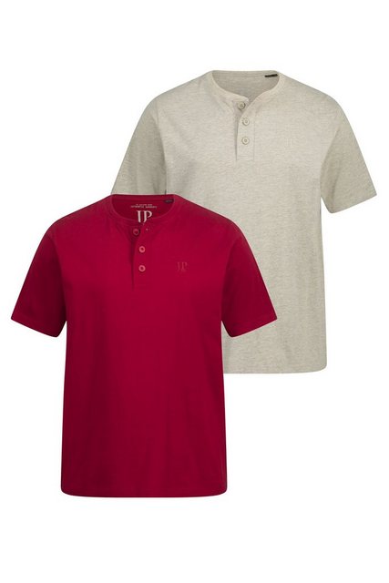 JP1880 T-Shirt Henleys Basic 2er-Pack Rundhals Knopfleiste (2-tlg) günstig online kaufen