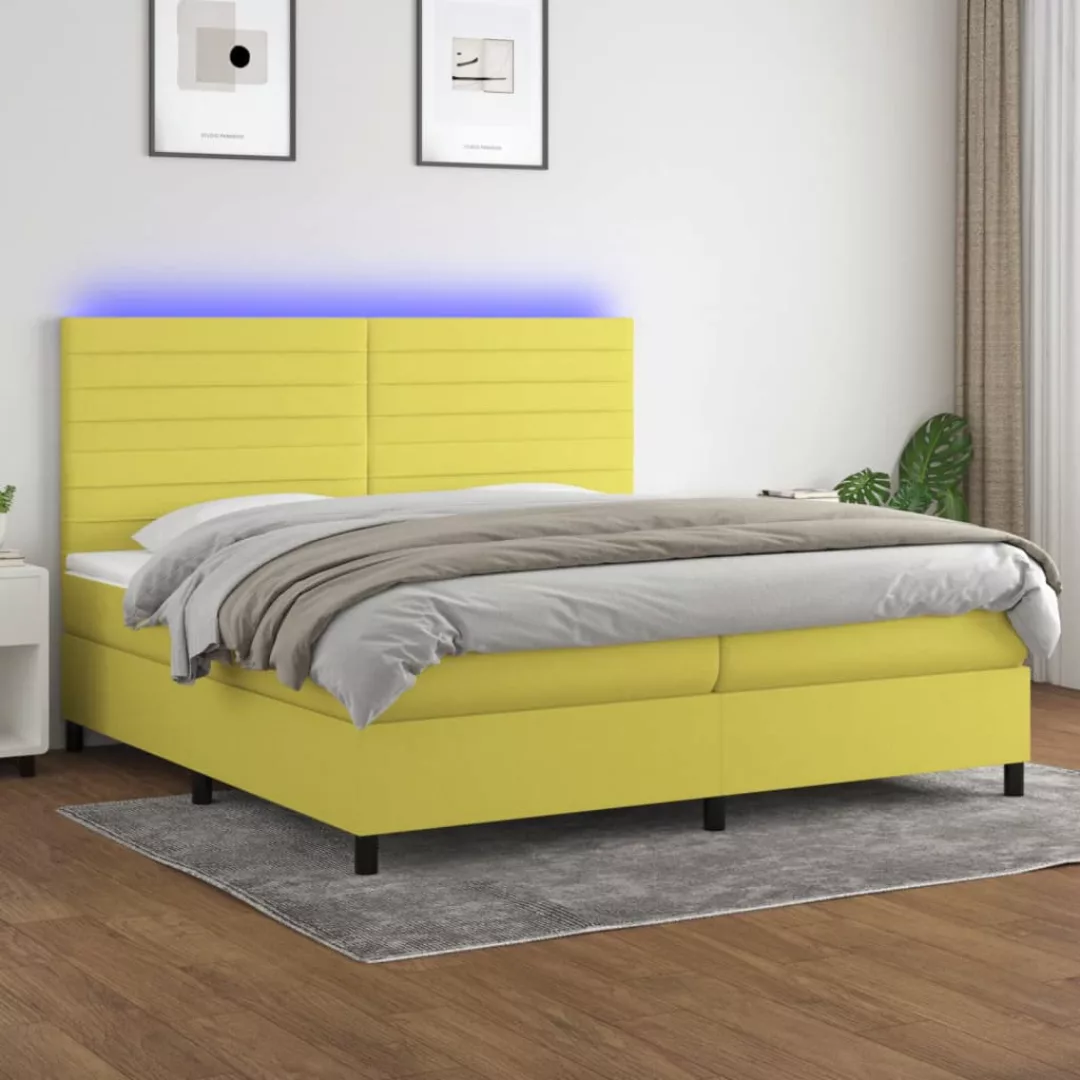 Vidaxl Boxspringbett Mit Matratze & Led Grün 200x200 Cm Stoff günstig online kaufen