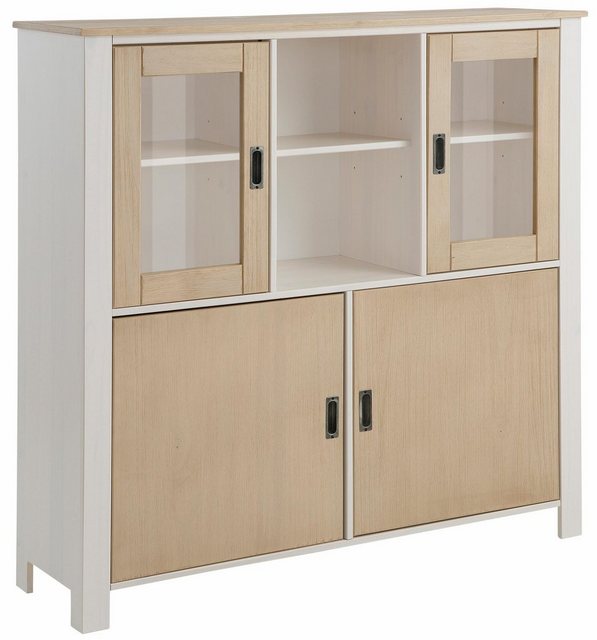 loft24 Mehrzweckschrank Shields Highboard mit Glastüren im Landhausstil günstig online kaufen