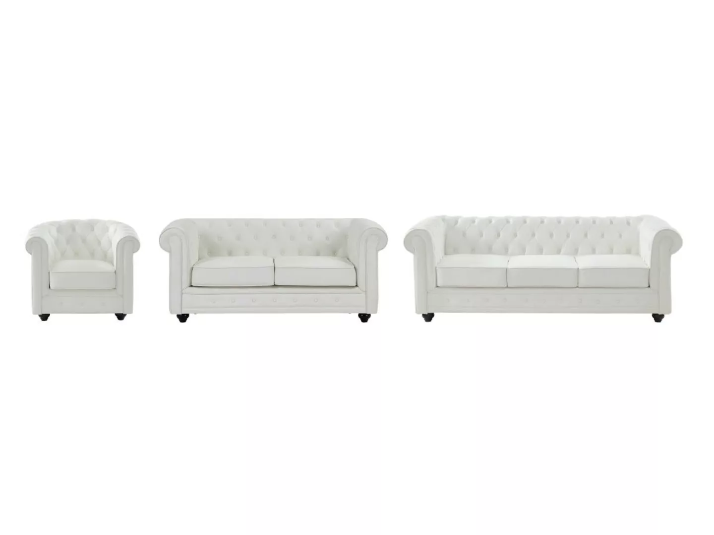 Sofas 3-Sitzer, 2-Sitzer & Sessel - Kunstleder - Weiß - CHESTERFIELD günstig online kaufen