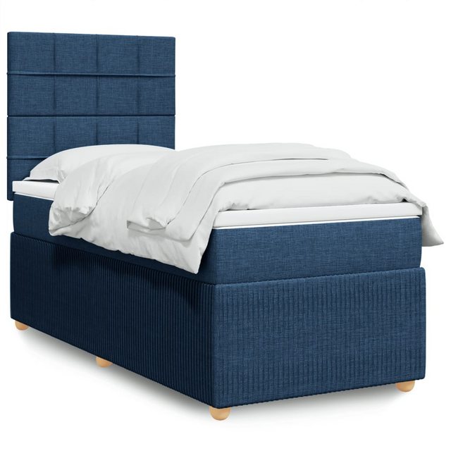 vidaXL Boxspringbett, Boxspringbett mit Matratze Blau 100x200 cm Stoff günstig online kaufen