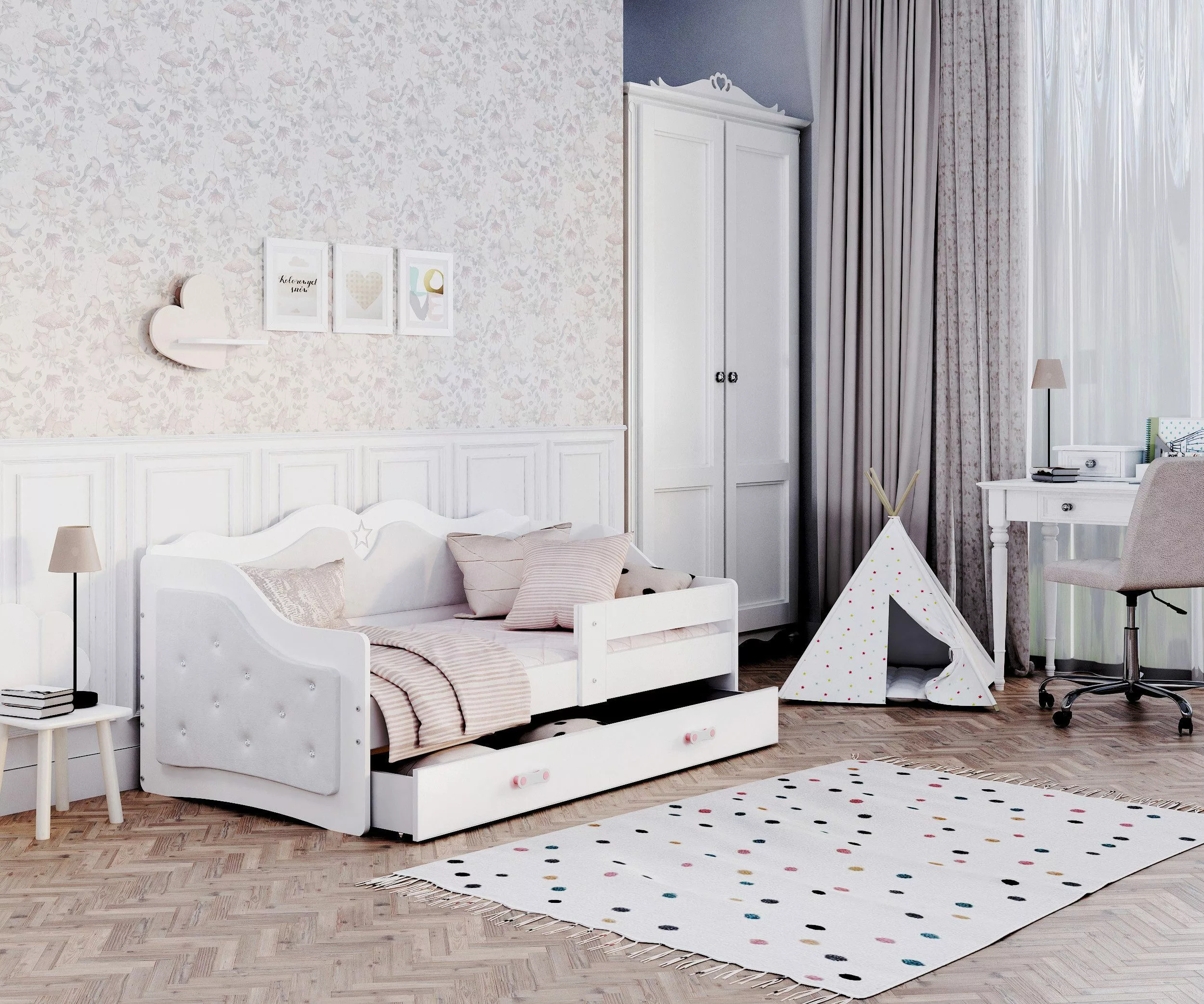 AJKmeble Kinderbett mit Polster, 80x160, 80x180cm günstig online kaufen