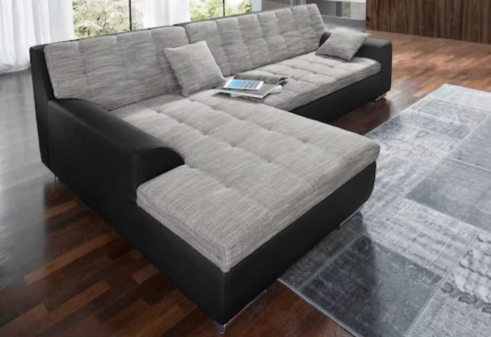 DOMO collection Ecksofa Treviso, wahlweise mit Bettfunktion, incl. Zierkiss günstig online kaufen