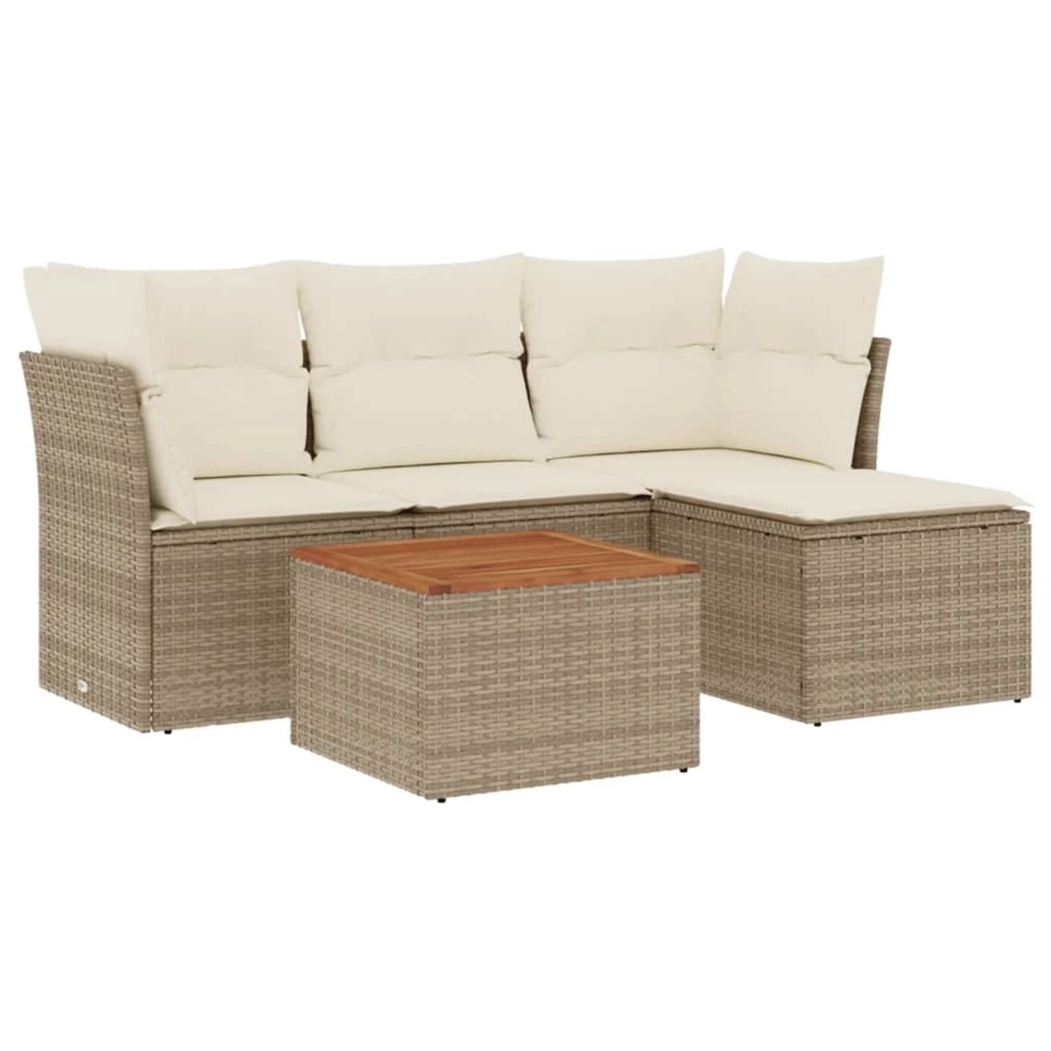 vidaXL 5-Tlg Garten-Sofagarnitur mit Kissen Beige Poly Rattan 3255939 günstig online kaufen