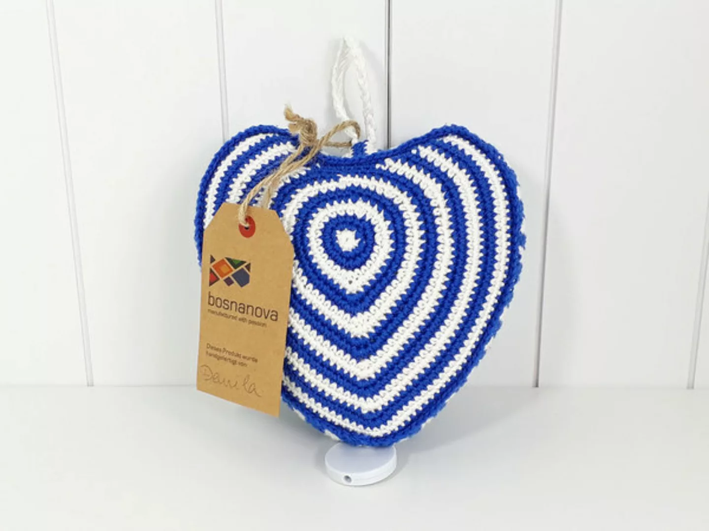 Spieluhr Merlin Herz Blau Weiß - Hangefertigt Aus Baumwolle günstig online kaufen