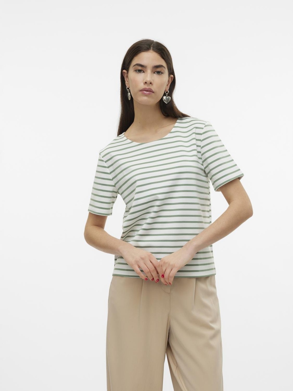 Vero Moda Rundhalsshirt VMABBY SS ZIP TOP JRS NOOS günstig online kaufen