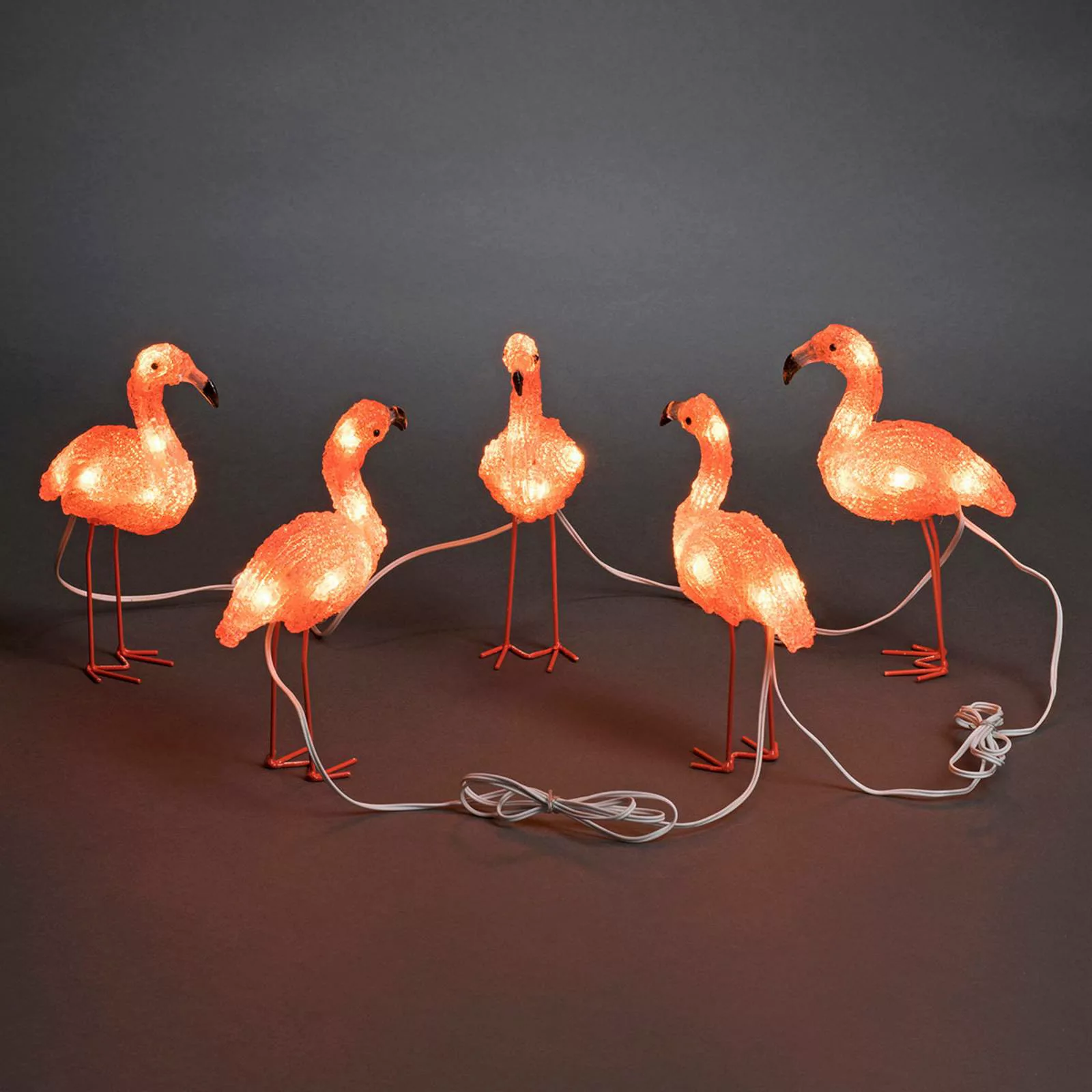 KONSTSMIDE Weihnachtsfigur, LED Acryl Flamingos, 5er-Set, 40 bernsteinfarbe günstig online kaufen