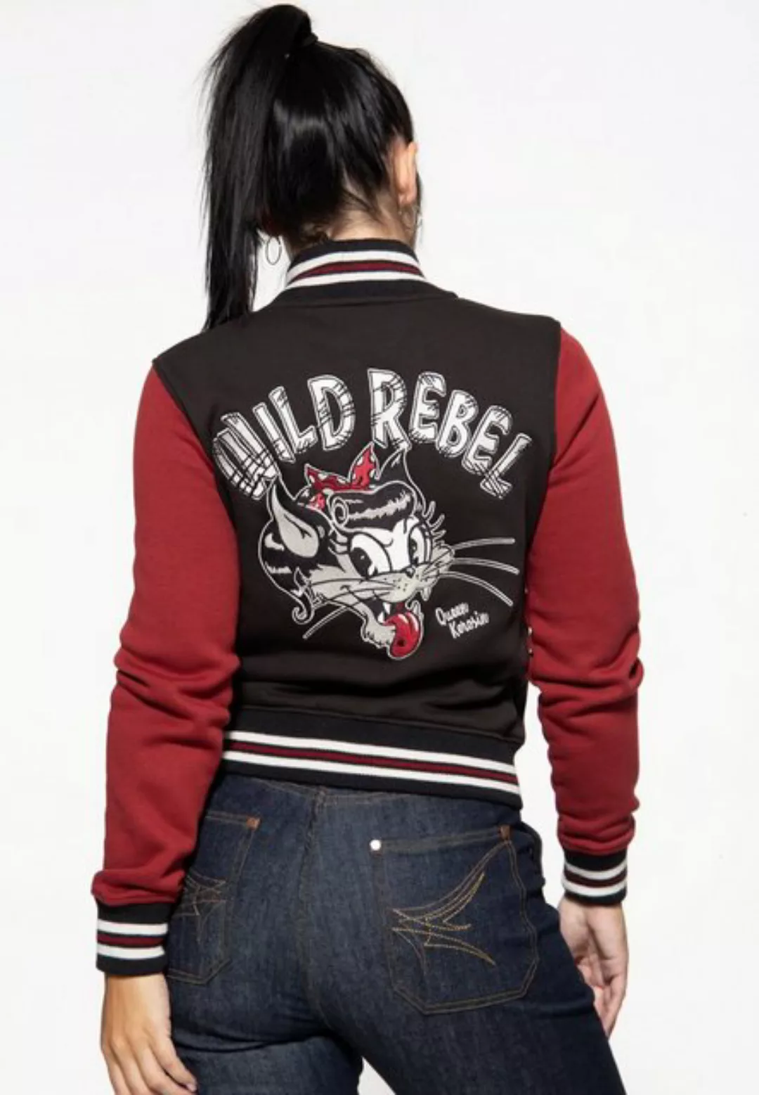 QueenKerosin Sweatjacke Wild Rebel mit Cartoon-Stickerei günstig online kaufen