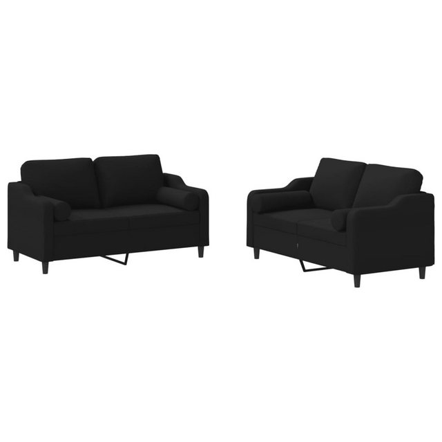 vidaXL Sofa Sofagarnitur Set mit Kissen Stoff, 2-tlg., Schwarz günstig online kaufen