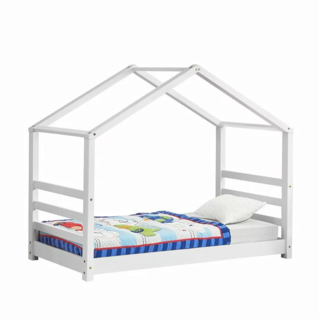 en.casa Kinderbett, »Vardø« Hausbett aus Kiefernholz 80x160 cm weiß, naturf günstig online kaufen