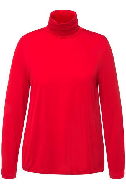 Ulla Popken Longsleeve Shirt Rollkragen Classic Raffung Langarm günstig online kaufen