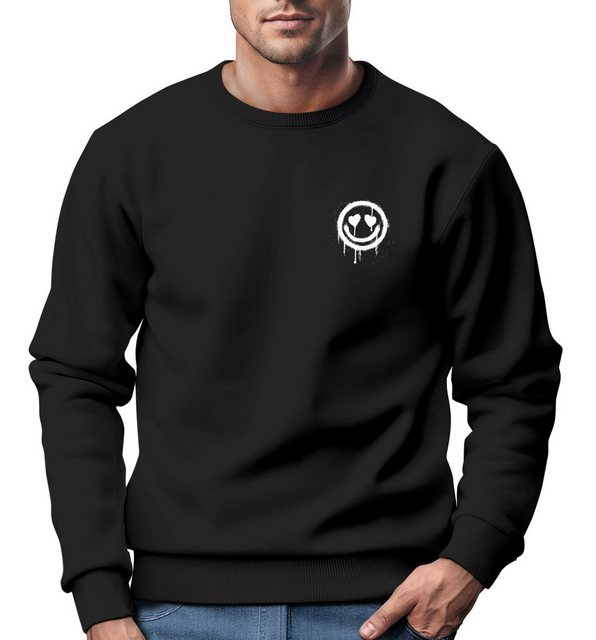 Neverless Sweatshirt Sweatshirt Herren Motiv Drip Face Drippy Smile Herz-Au günstig online kaufen