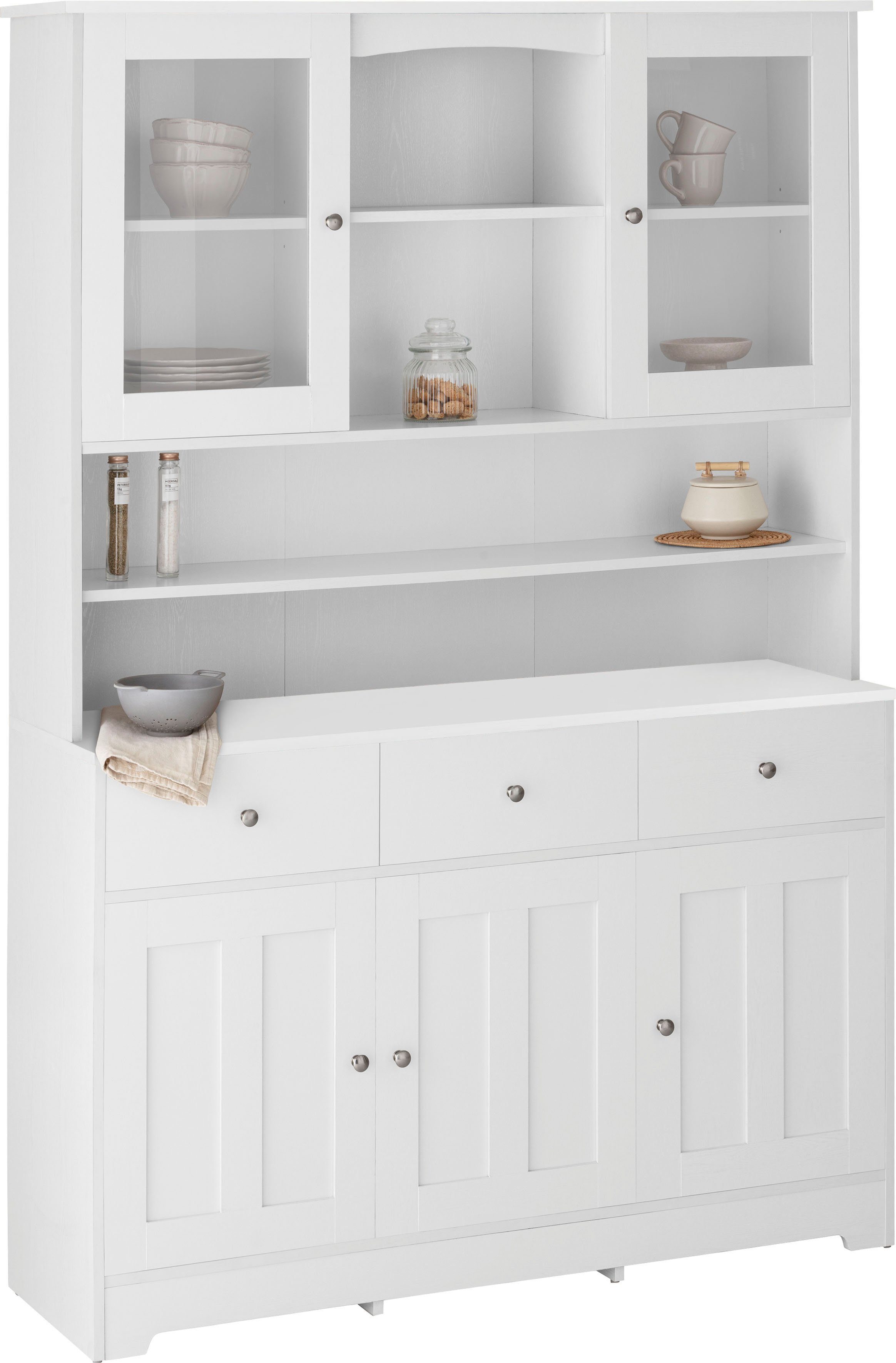 Home affaire Buffet "Kate", Breite 128 cm, mit Glastüren und Holztüren, Met günstig online kaufen