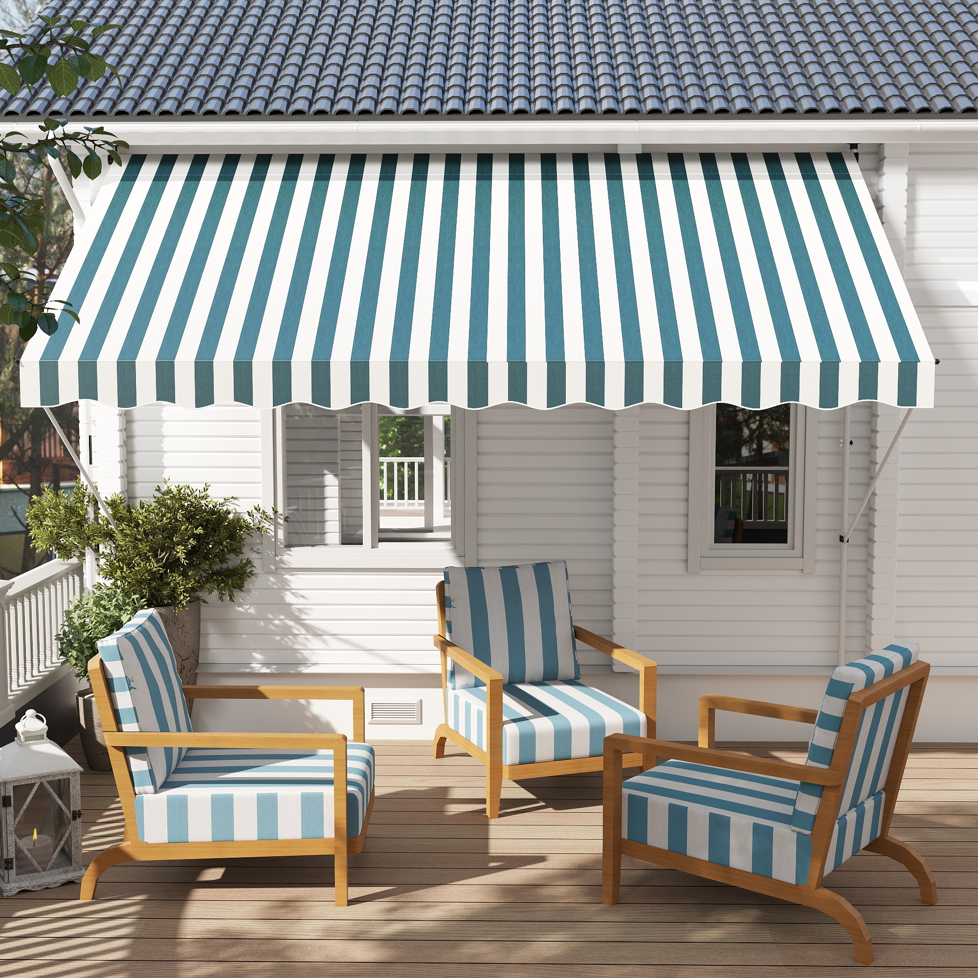 Outsunny Gelenkarmmarkise Klemmmarkise 300x150cm höhenverstellbar mit Handk günstig online kaufen