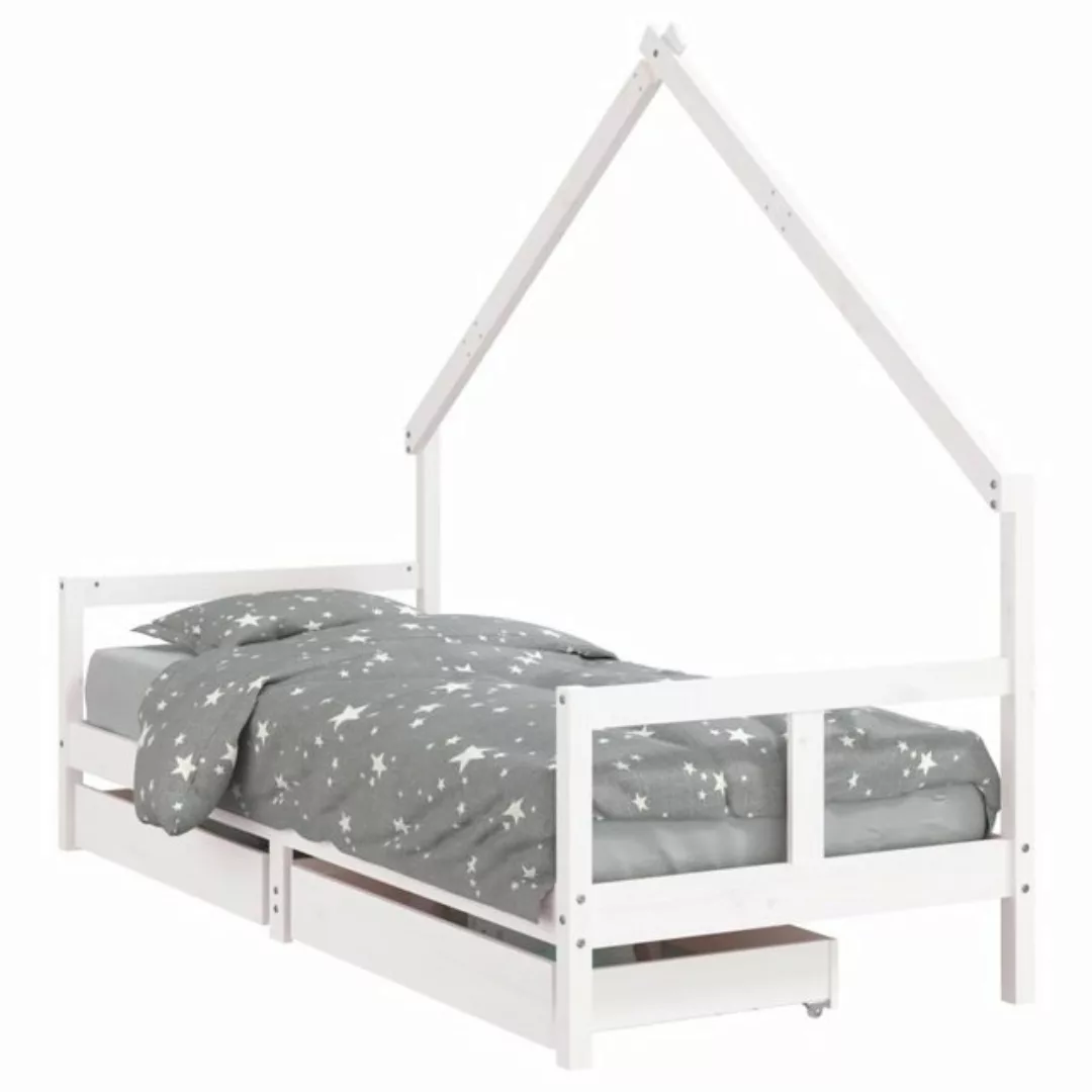 vidaXL Kinderbett Kinderbett mit Schubladen Weiß 80x200 cm Massivholz Kiefe günstig online kaufen