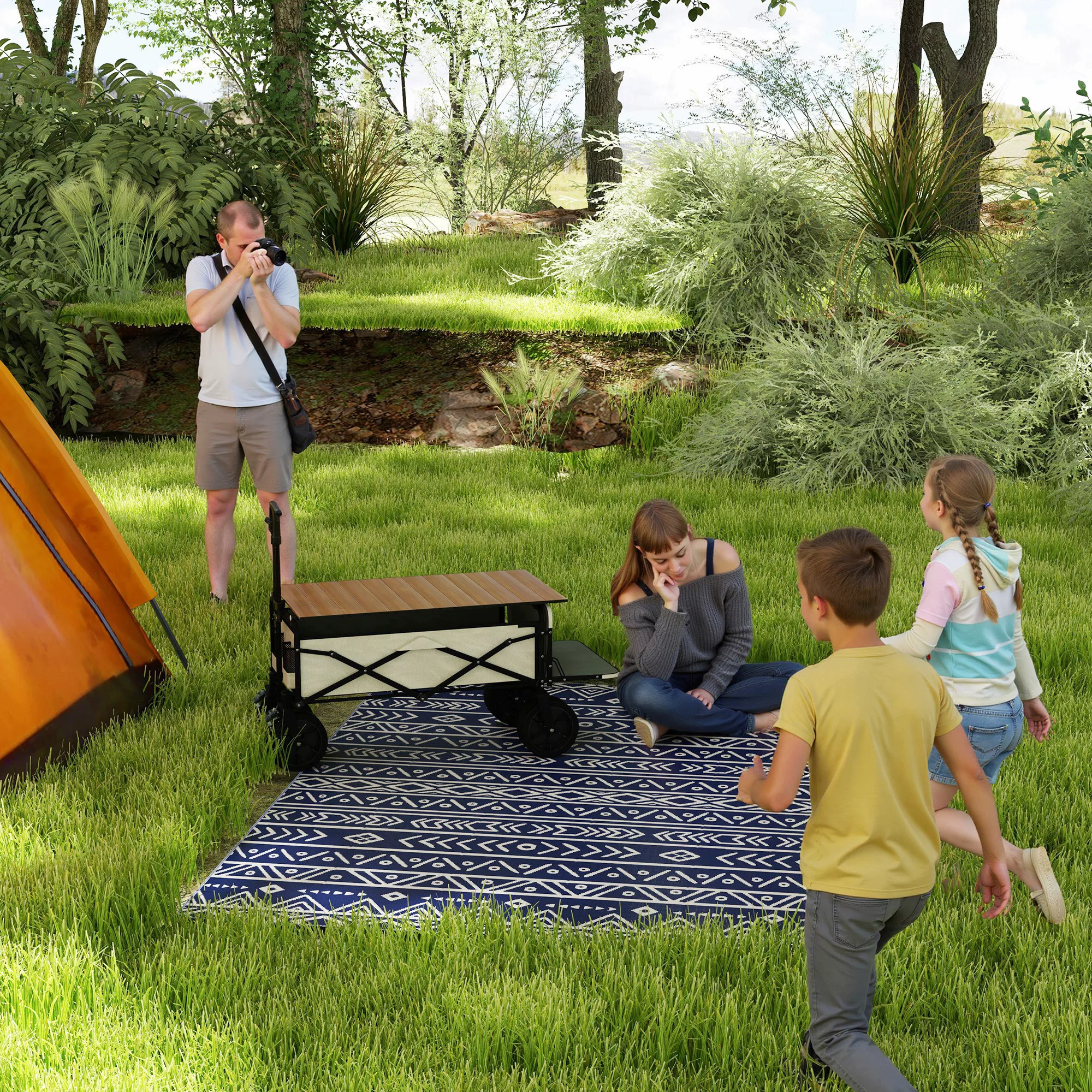 Outsunny Outdoor Teppich robuster Wetterfest Outdoorteppich, Carpet mit Boh günstig online kaufen