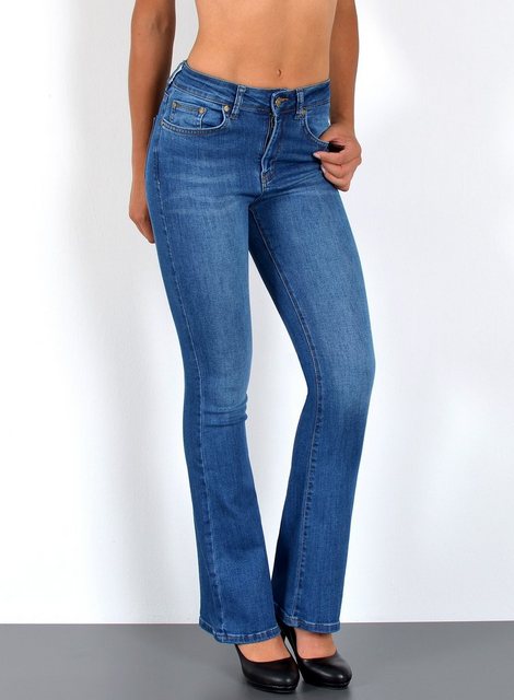 ESRA Bootcut-Jeans Bootcut Jeans Damen High Waist Stretch Wide Leg Jeans bi günstig online kaufen