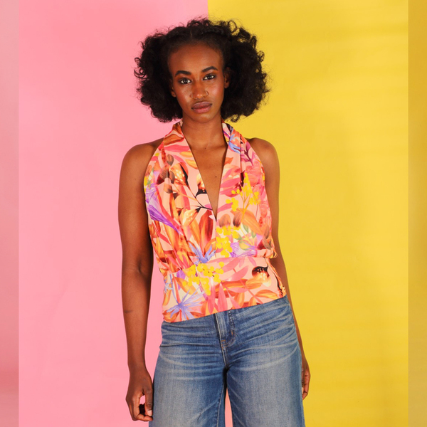 Neckholder Shirt Taminah Mit Floralem Muster Rückenfrei günstig online kaufen