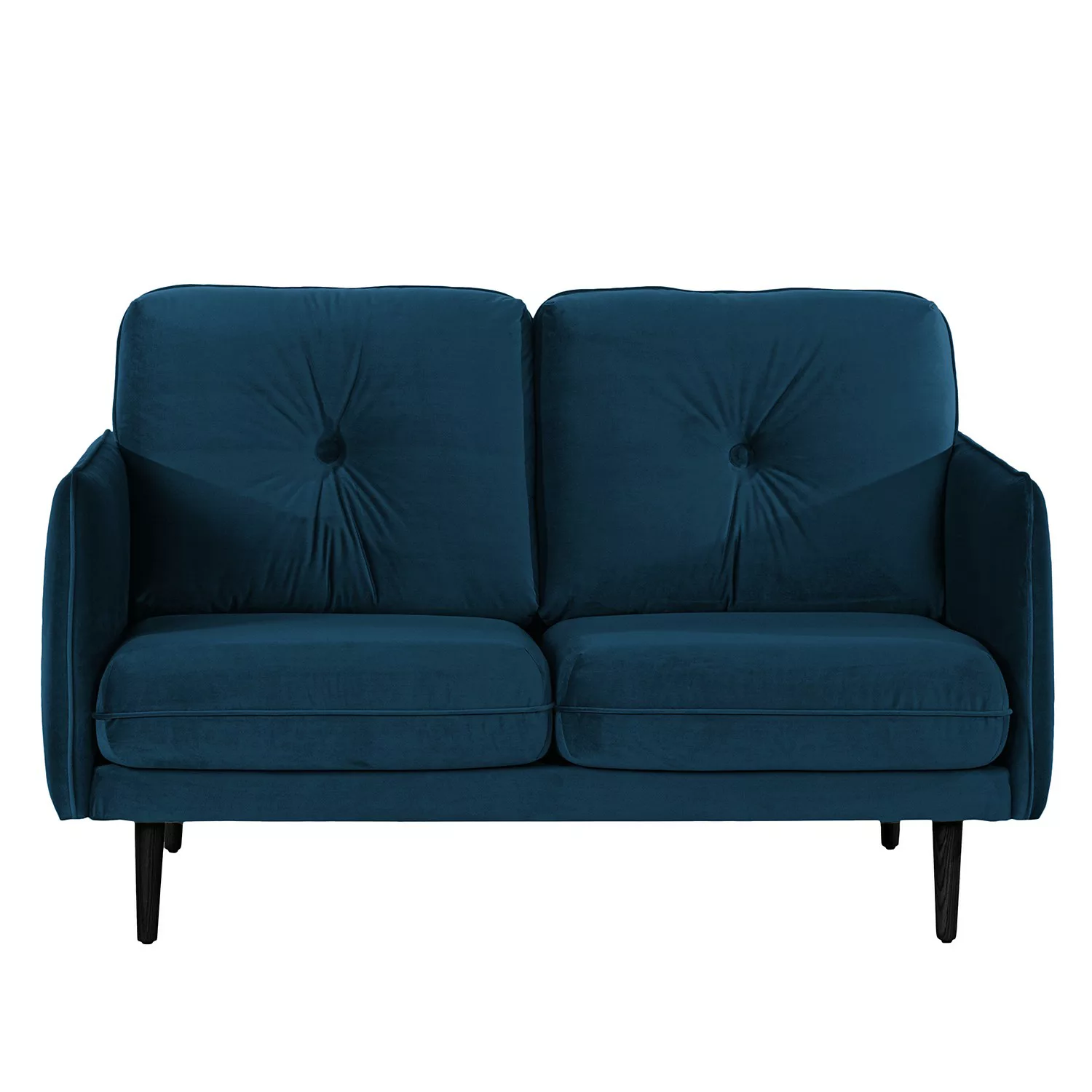 home24 Norrwood Sofa Pigna II 2-Sitzer Dunkelblau Samt 148x86x94 cm günstig online kaufen