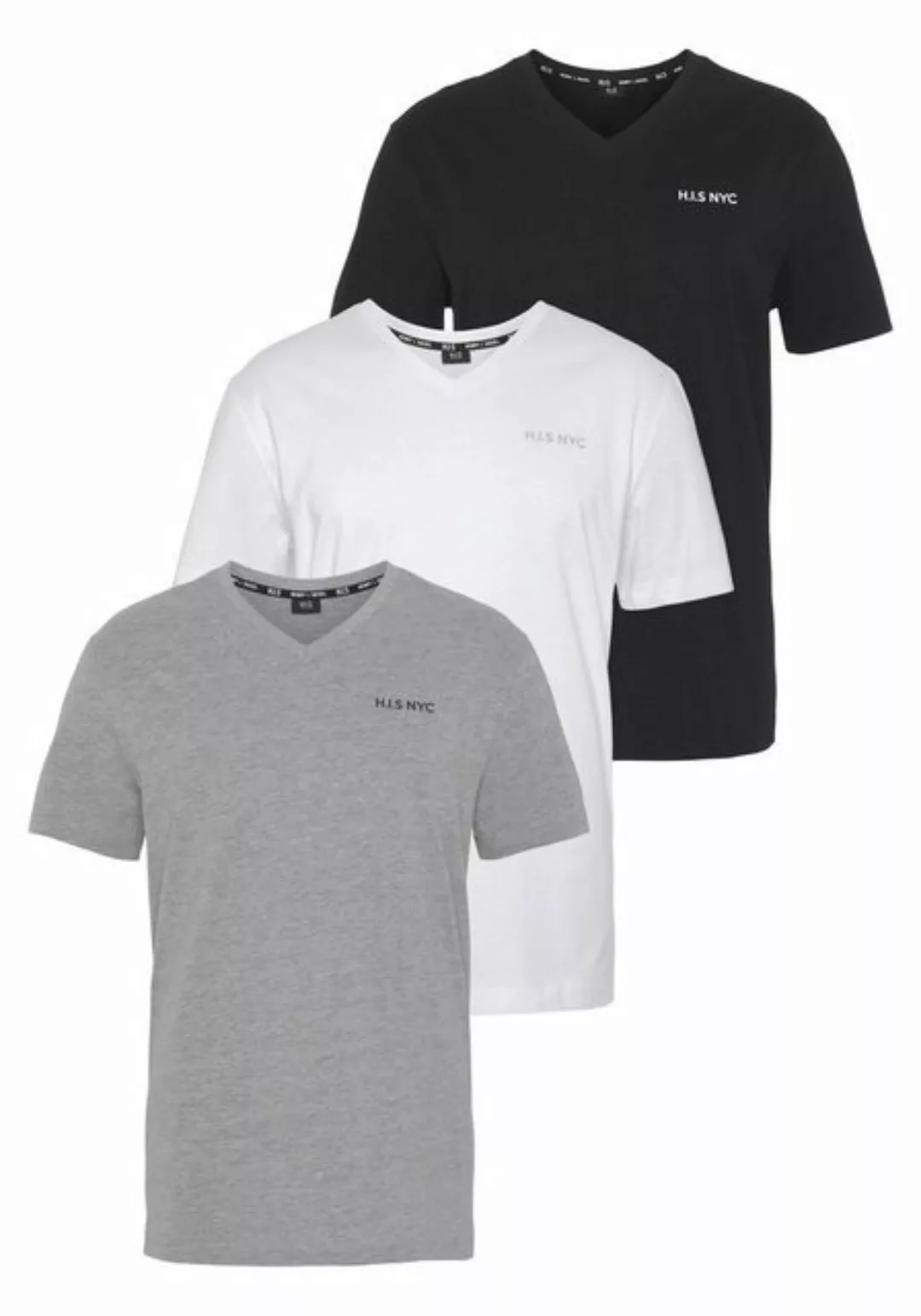 H.I.S V-Shirt (3-er Pack) Kurzarm, Slim Fit, aus Baumwolle günstig online kaufen