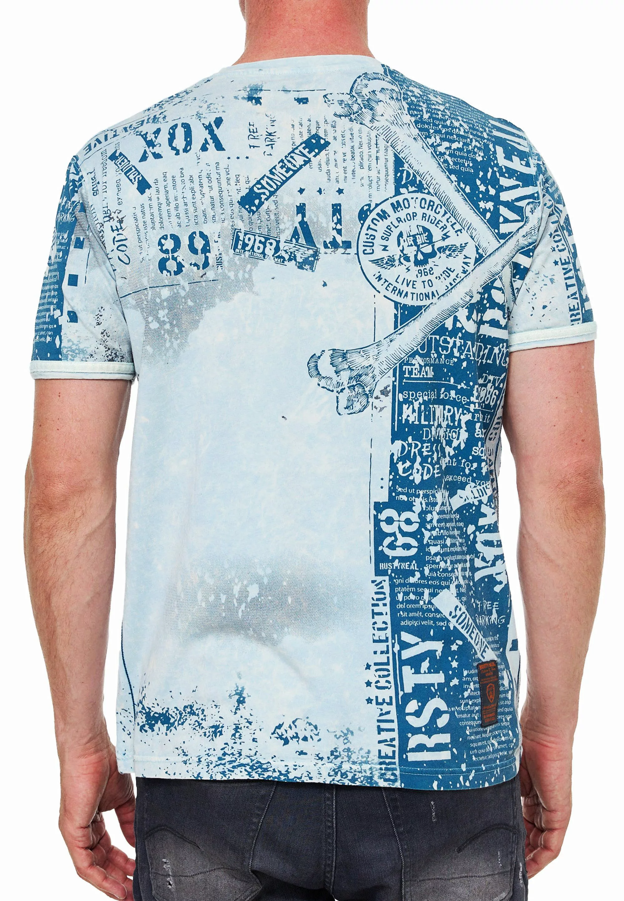 R-NEAL T-Shirt Designer Herren T-Shirt Verwaschen günstig online kaufen