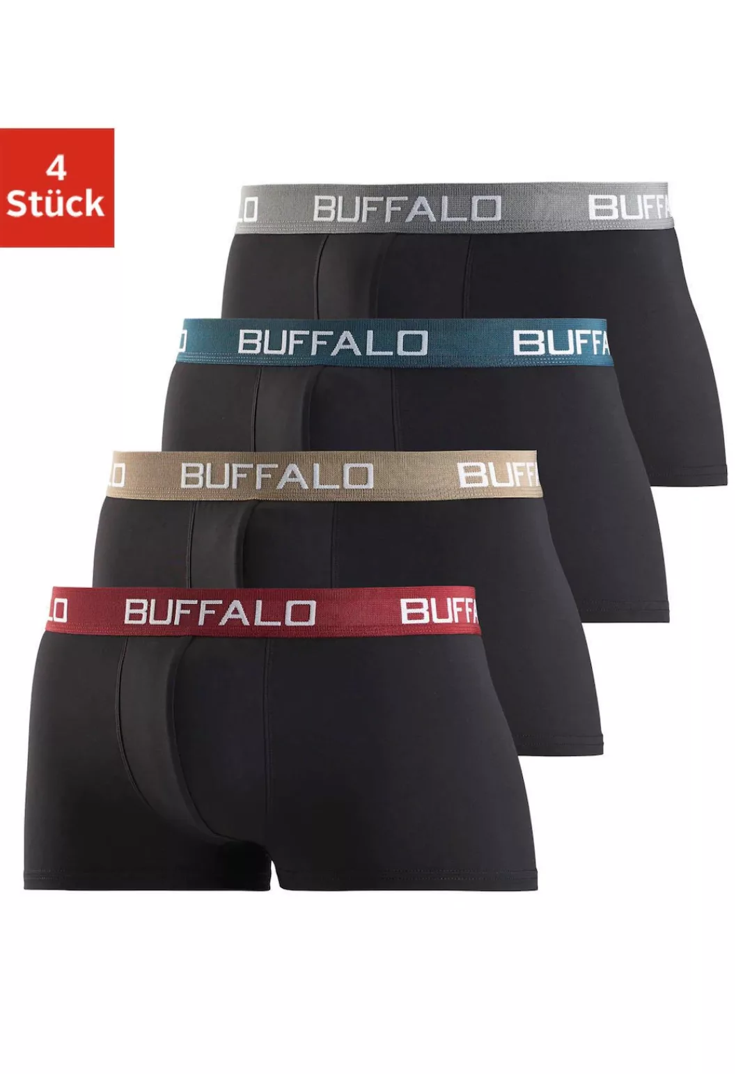 Buffalo Boxershorts, (Packung, 4 St.), in Hipster-Form mit Kontrastbund günstig online kaufen