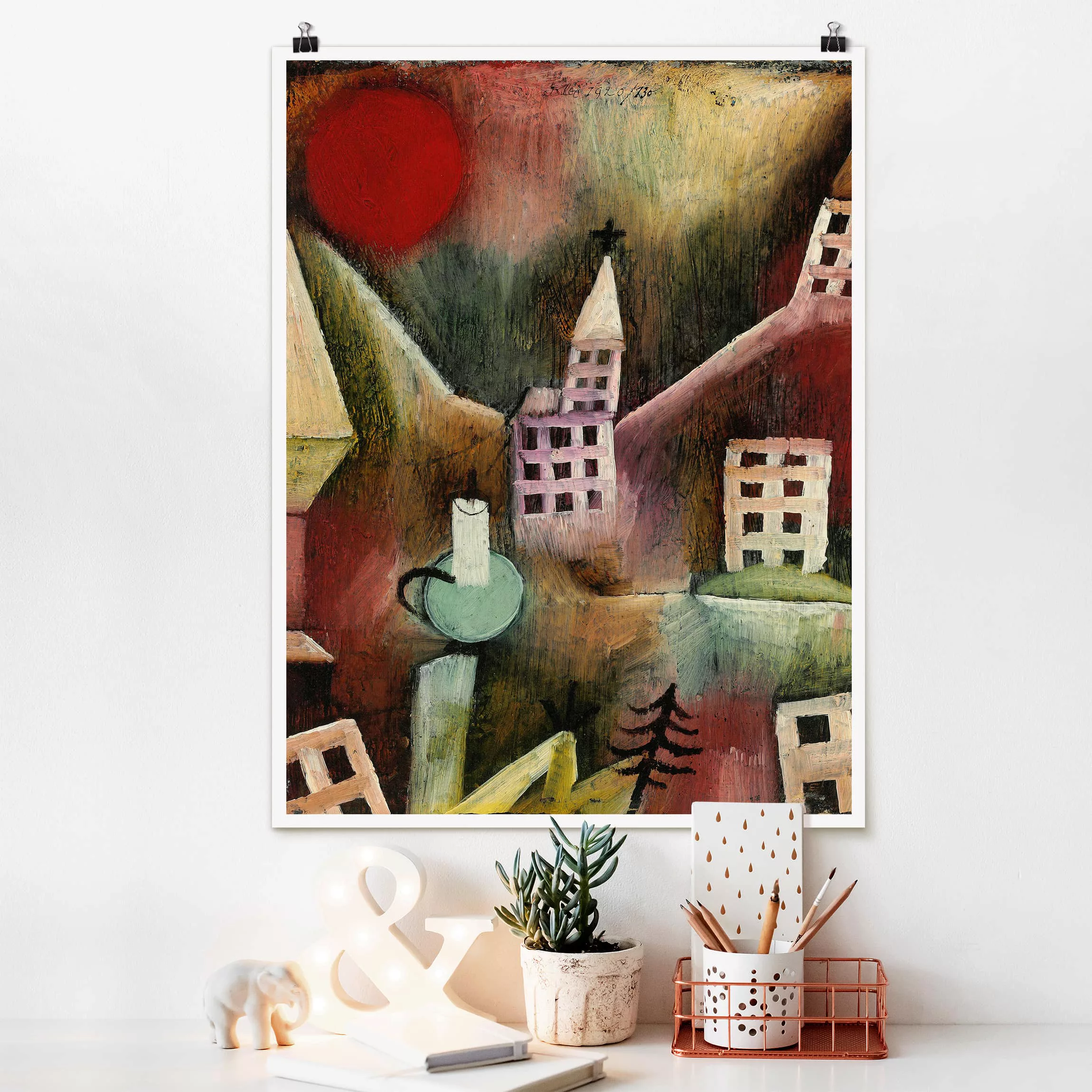 Poster Kunstdruck - Hochformat Paul Klee - Zerstörtes Dorf günstig online kaufen
